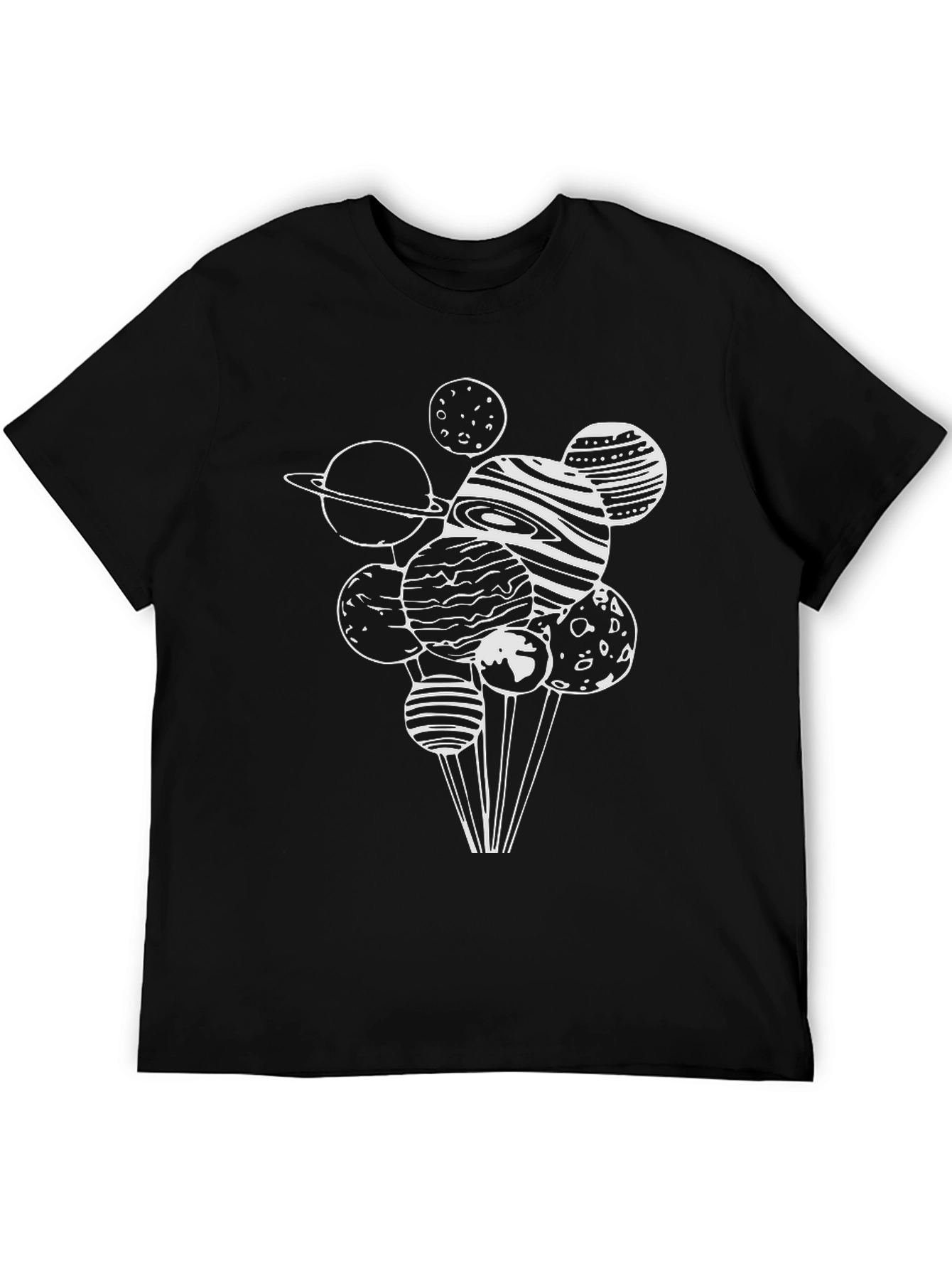 Planetary Graphic Tee - Stylish Black Cotton T-Shirt