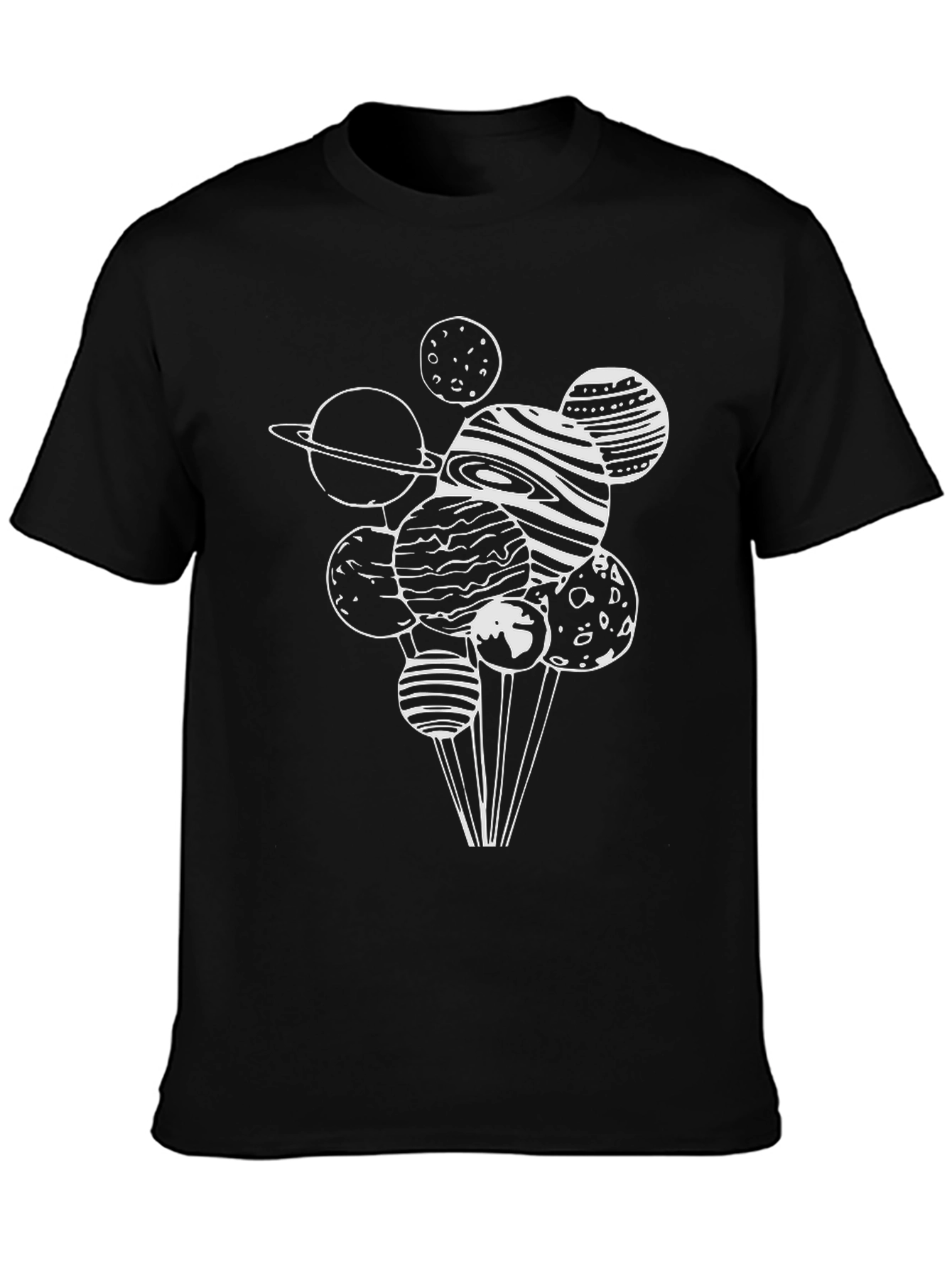 Planetary Graphic Tee - Stylish Black Cotton T-Shirt