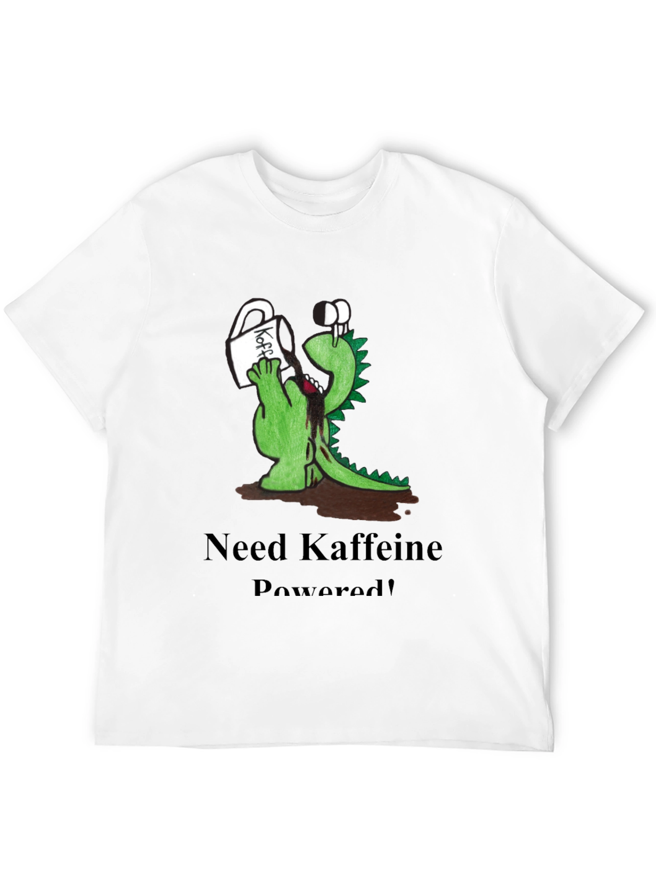 Kaffeine Powered Tee - Funny Dinosaur Coffee Lover Shirt