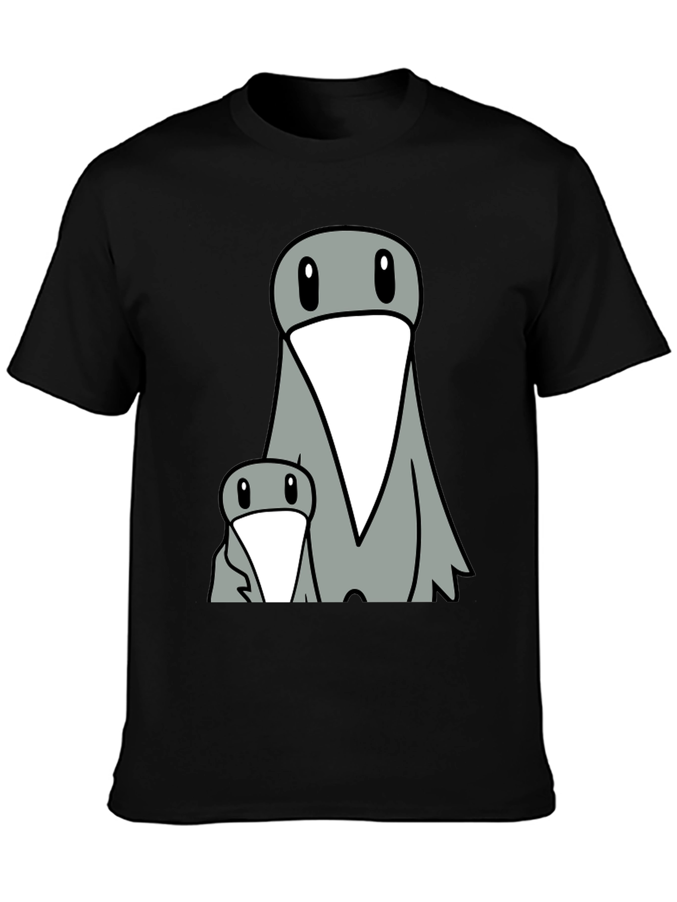 Funny Cartoon Bird Graphic Tee - Black T-Shirt