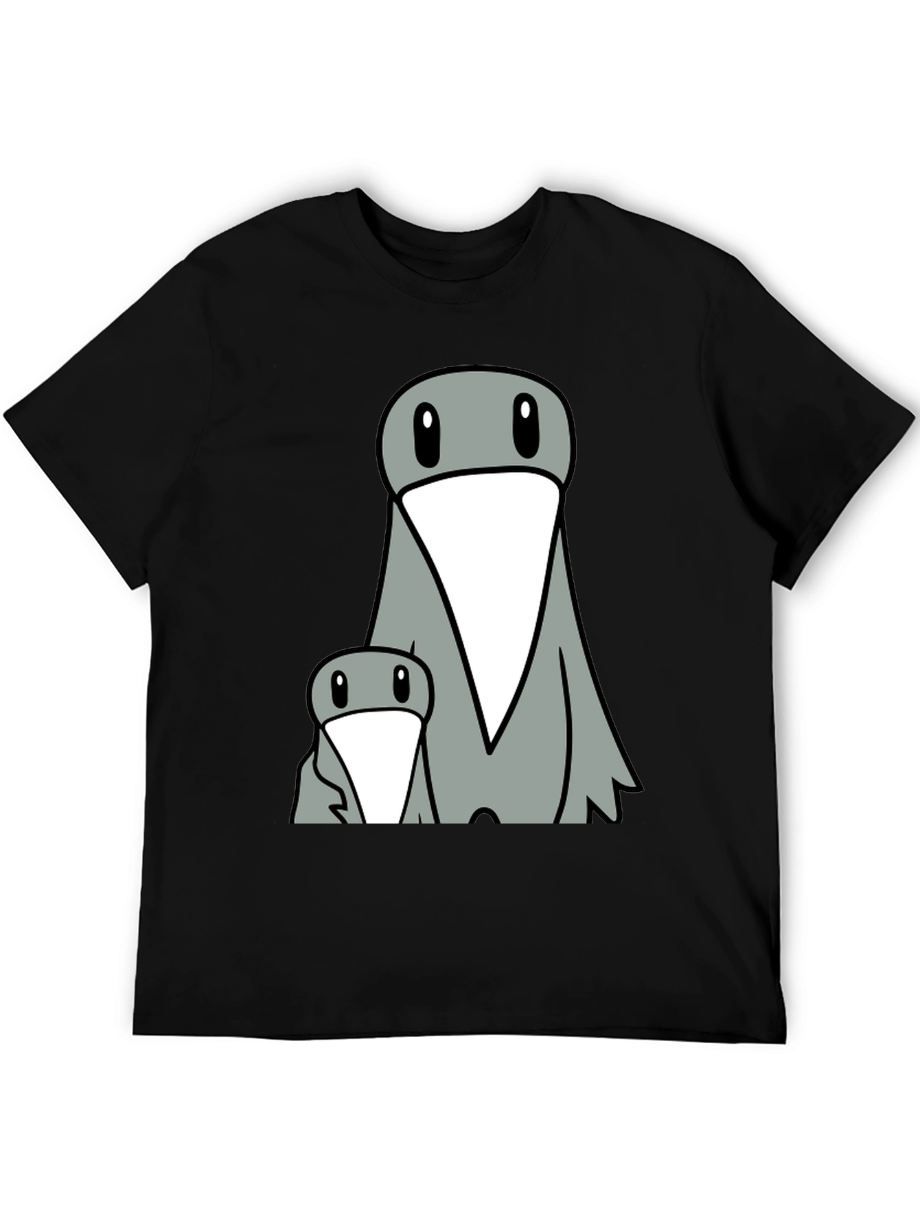 Funny Cartoon Bird Graphic Tee - Black T-Shirt