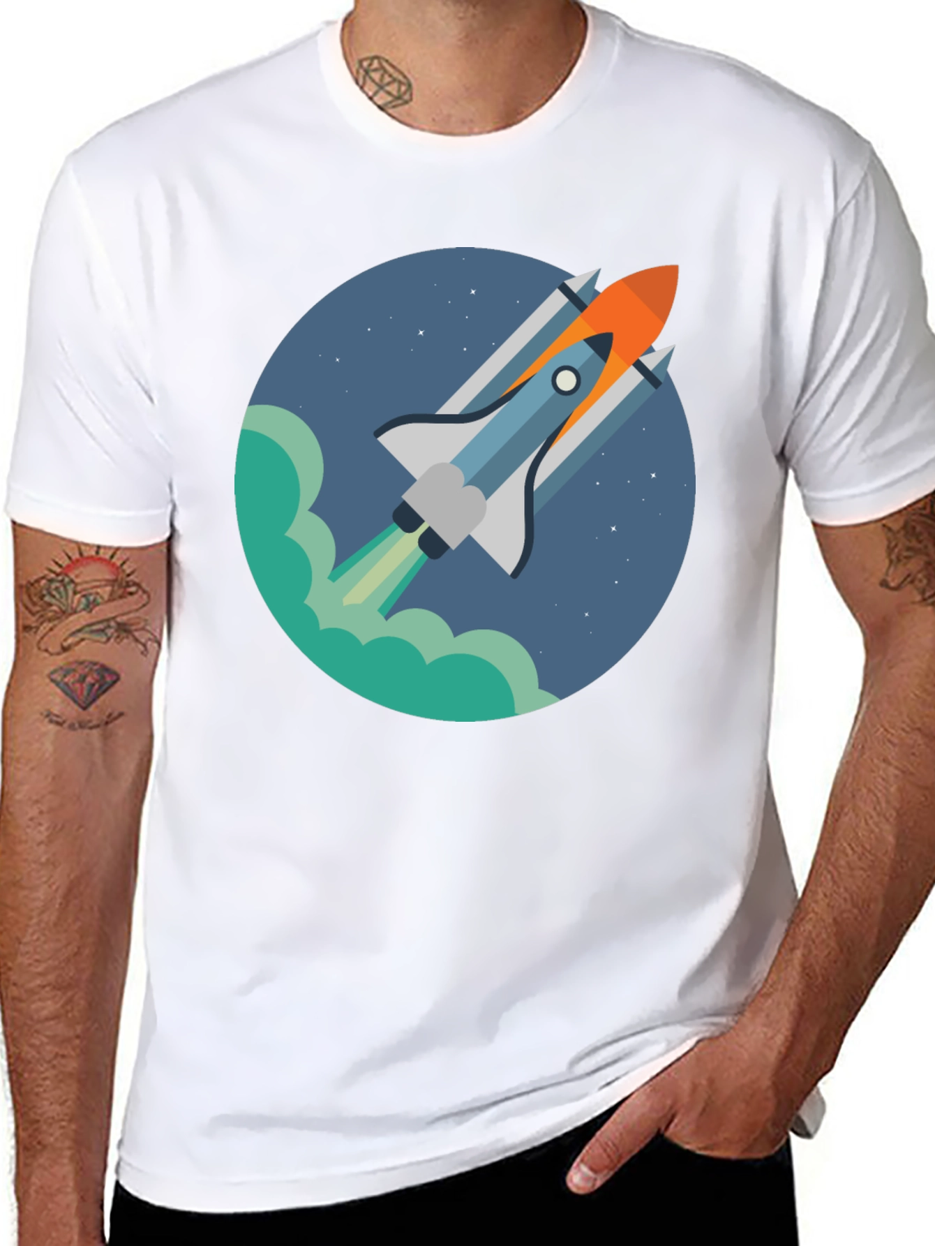 Rocket Launch Graphic Tee - Black Casual Shirt