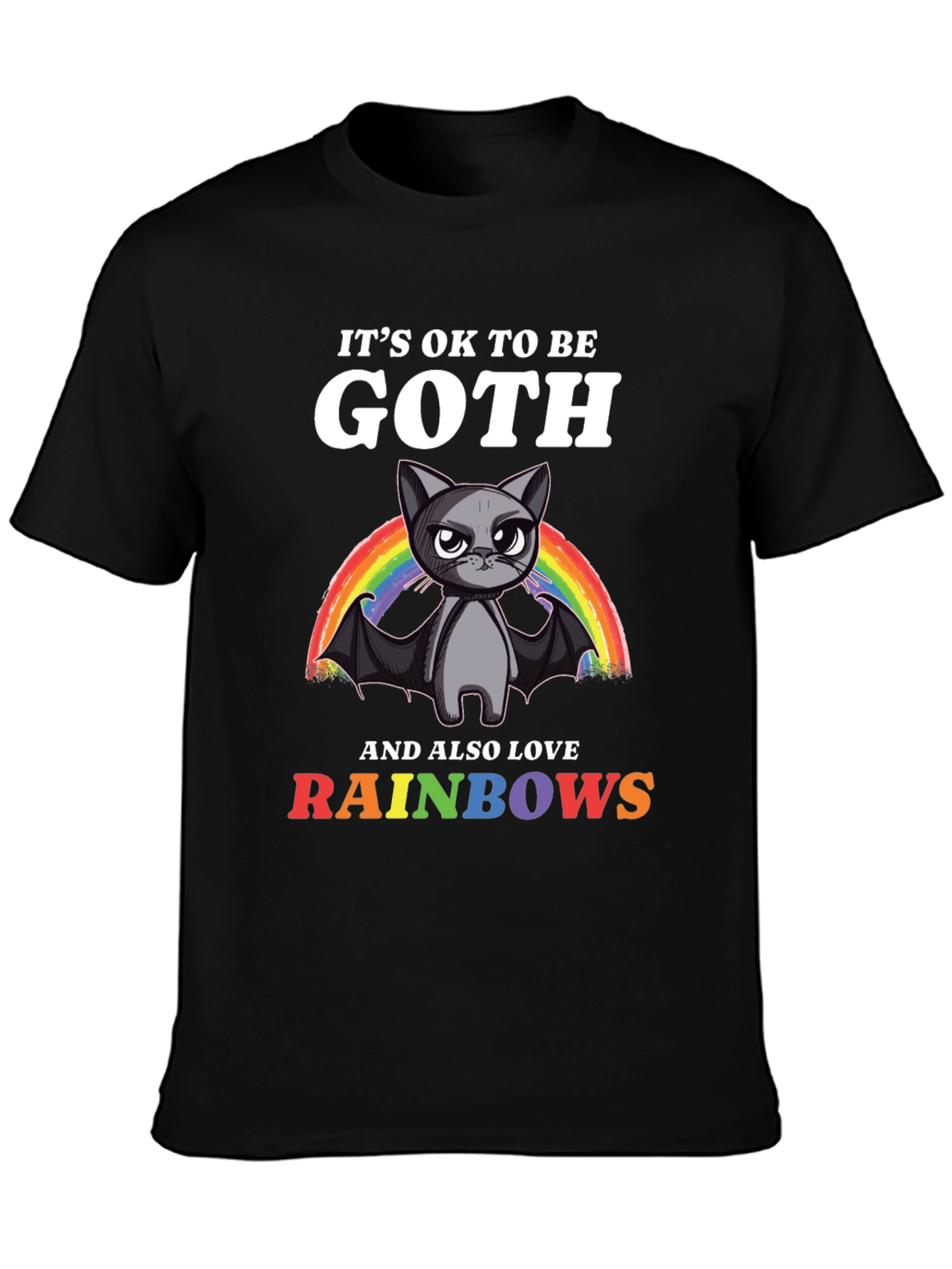Goth Cat Rainbow T-Shirt