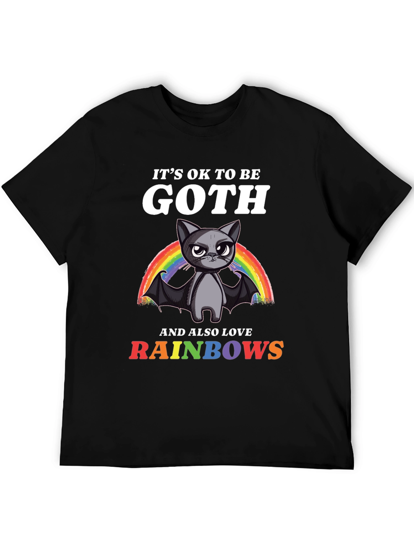 Goth Cat Rainbow T-Shirt