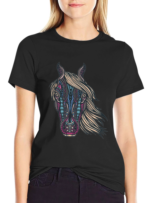 Horse Graphic Print Black T-Shirt