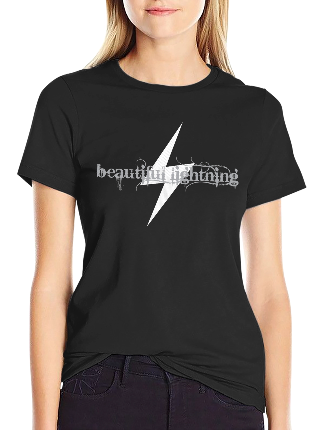 Beautiful Lightning Graphic Black T-Shirt