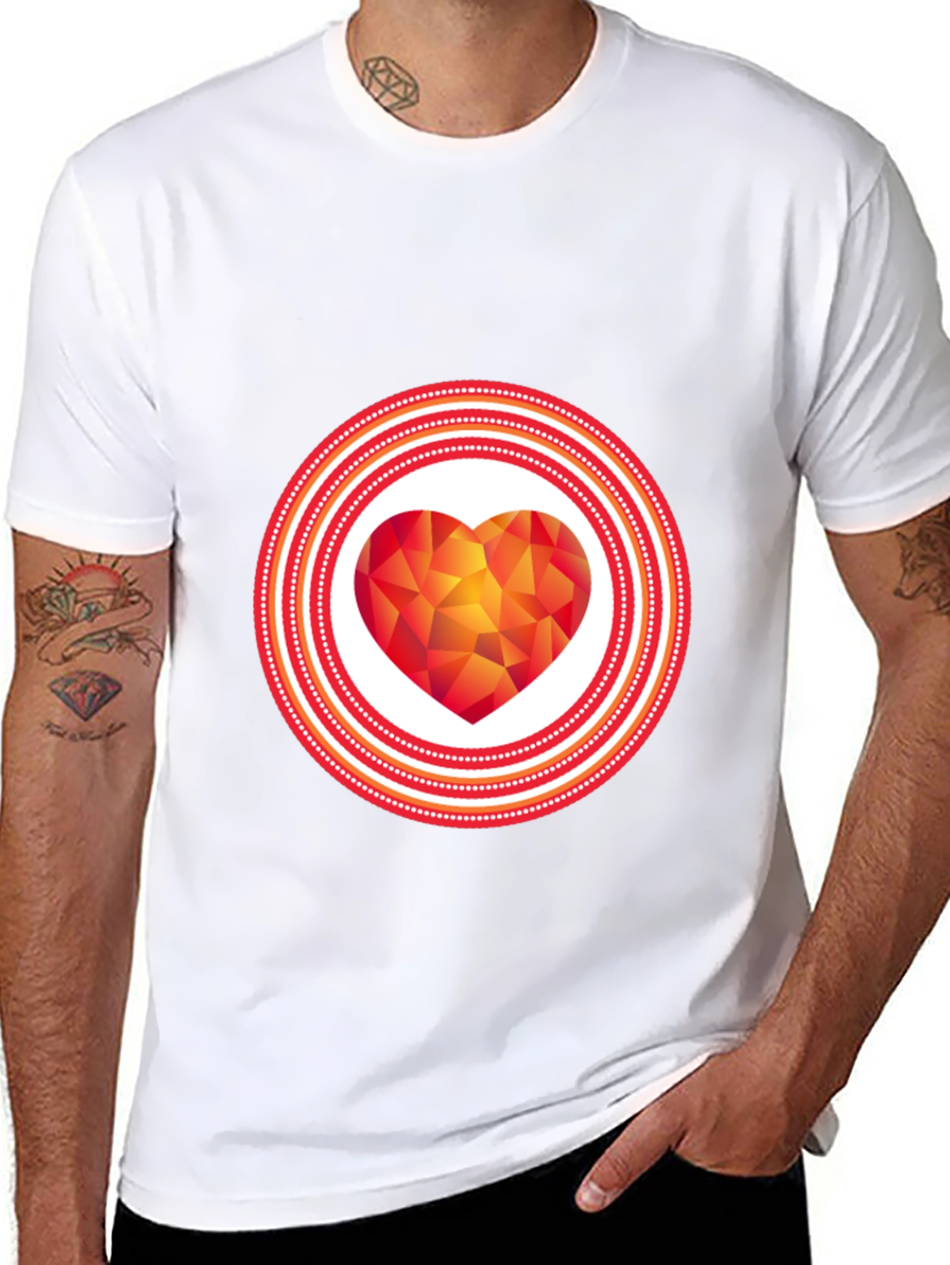 Geometric Heart Graphic Tee - Modern Love Shirt