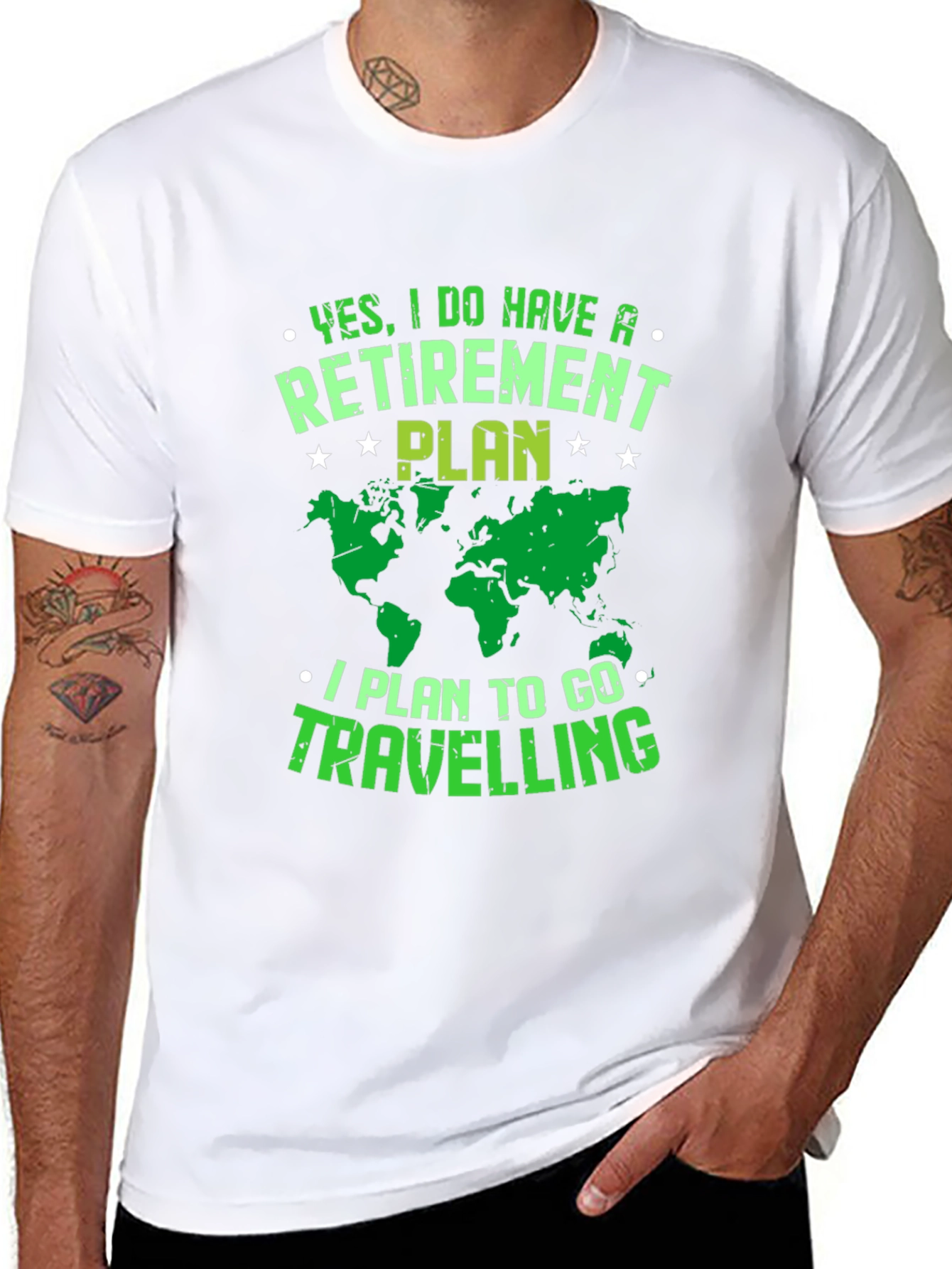 Retirement Plan Travel T-Shirt - Black Graphic Tee