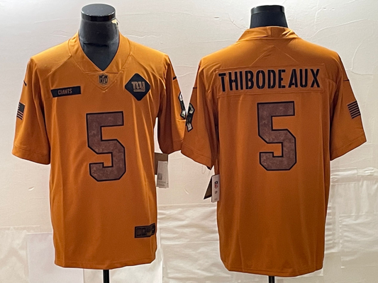 Men's New York Giants Kayvon Thibodeaux #5 Brown 2023 Salute To Service Limited Jerseys