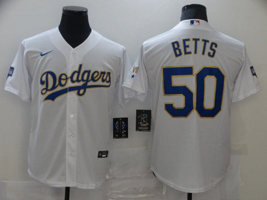 Men's Los Angeles Dodgers Mookie Betts #50 White Stitched Jerseys