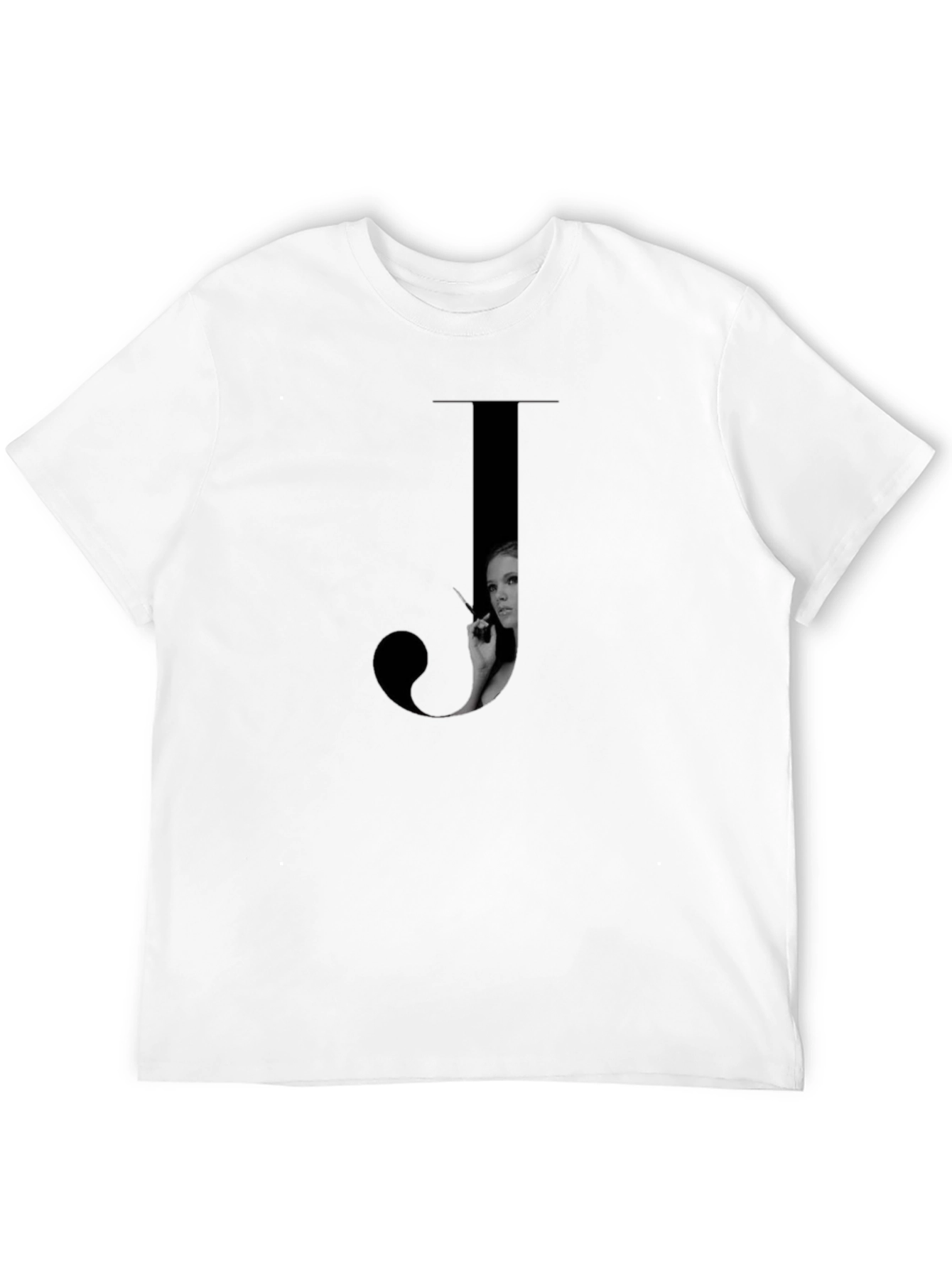 Letter J Black T-Shirt - Stylish Graphic Tee