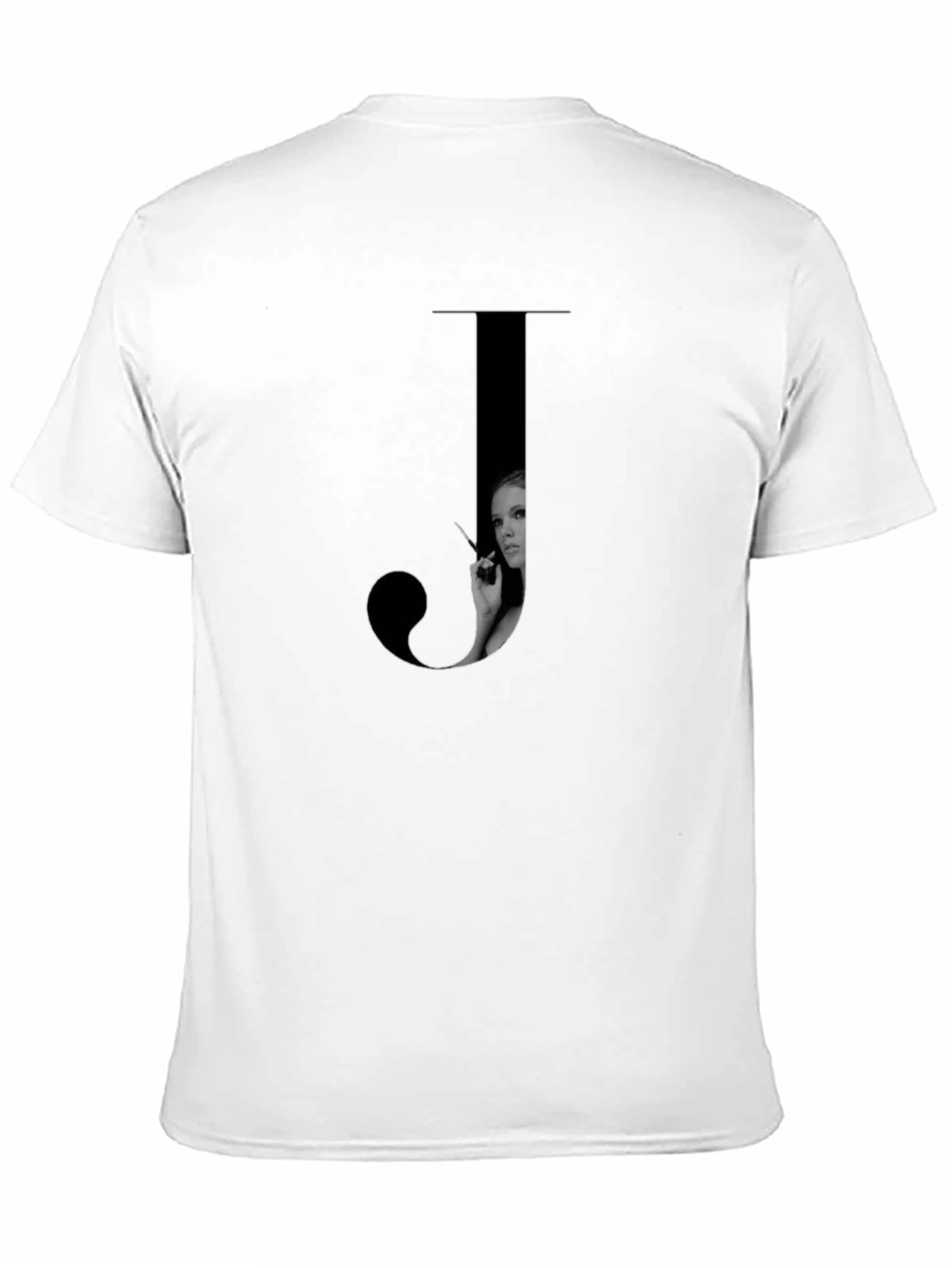 Letter J Black T-Shirt - Stylish Graphic Tee