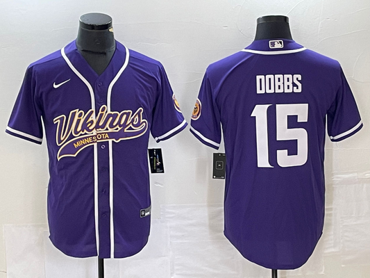Men's Minnesota Vikings Joshua Dobbs #15 Purple Game Jerseys Joint Edition