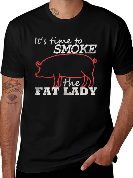 Smoke the Fat Lady BBQ T-Shirt - Mens Black Tee
