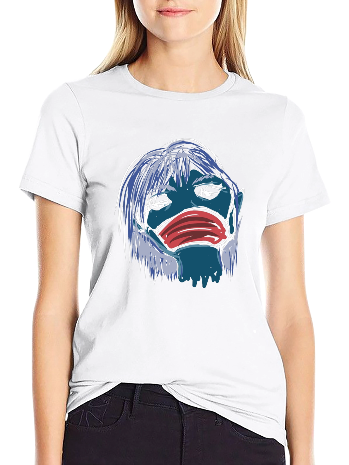 Masked Blue Character Graphic T-Shirt