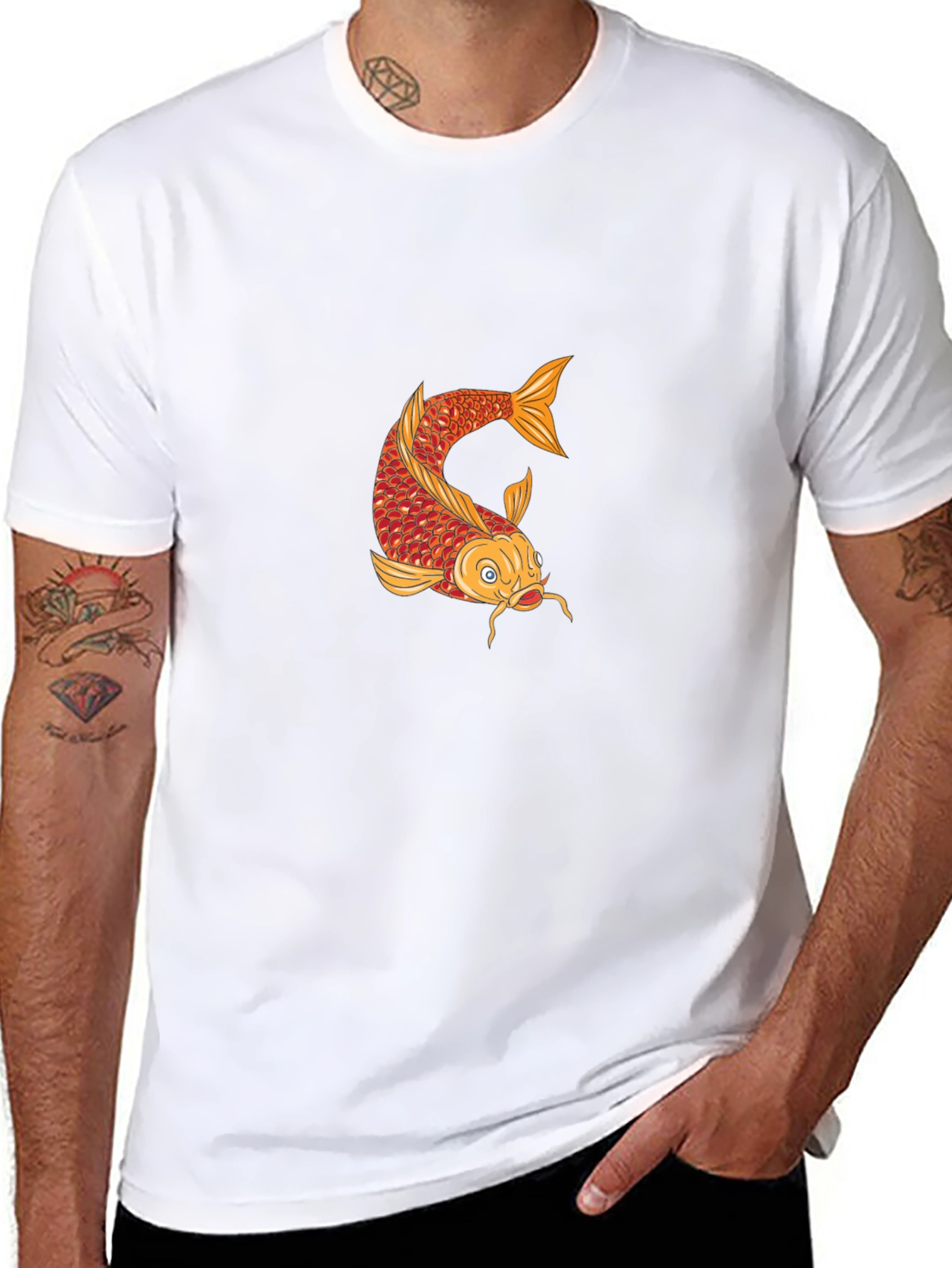Koi Fish Graphic T-Shirt - Mens Black Tee