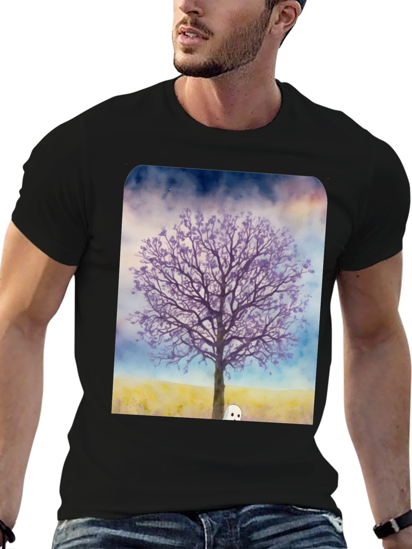 Ghostly Tree Graphic Tee - Mens Black T-Shirt