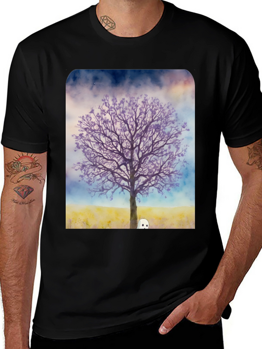 Ghostly Tree Graphic Tee - Mens Black T-Shirt