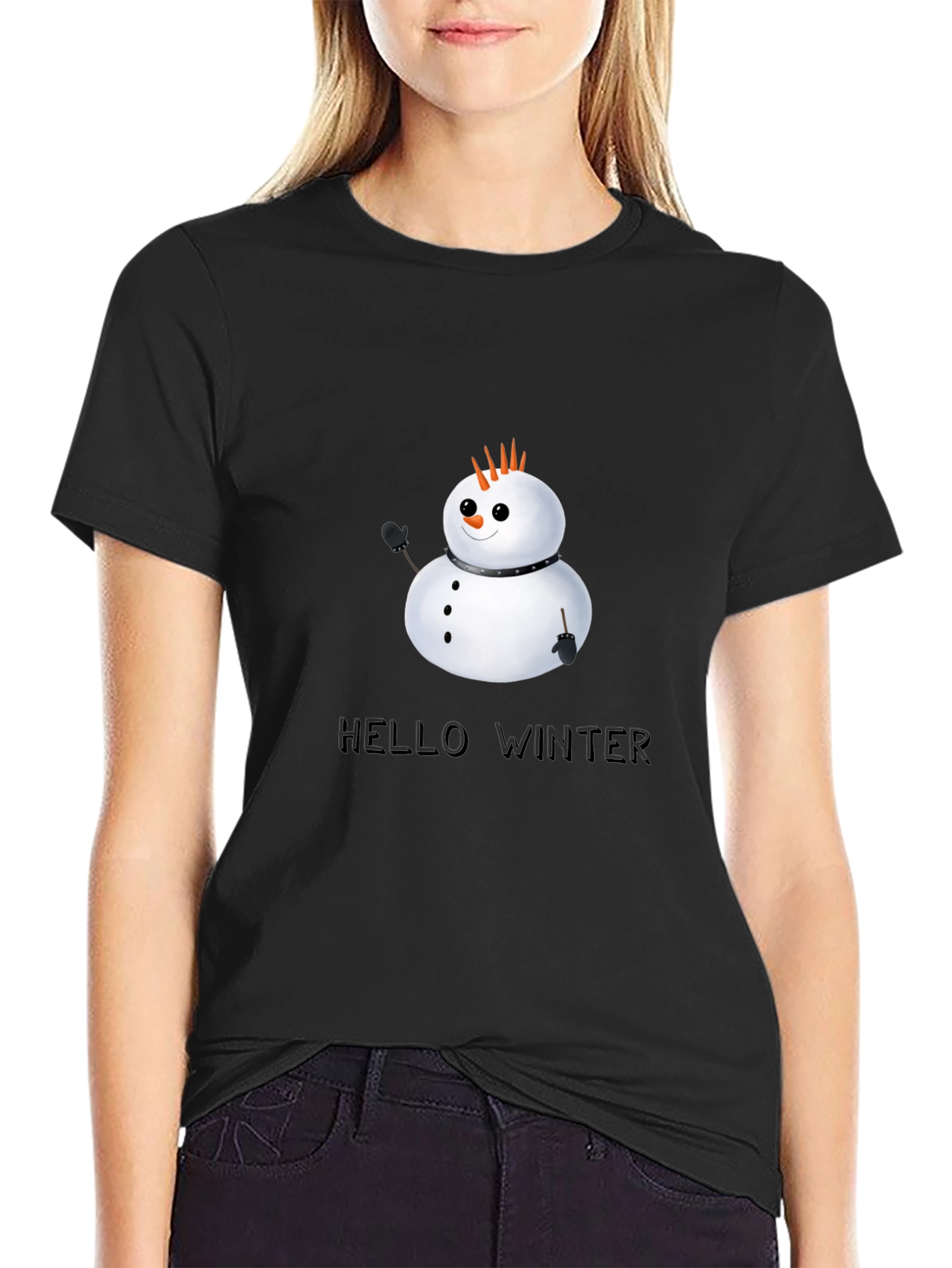 Hello Winter Punk Snowman Graphic Tee
