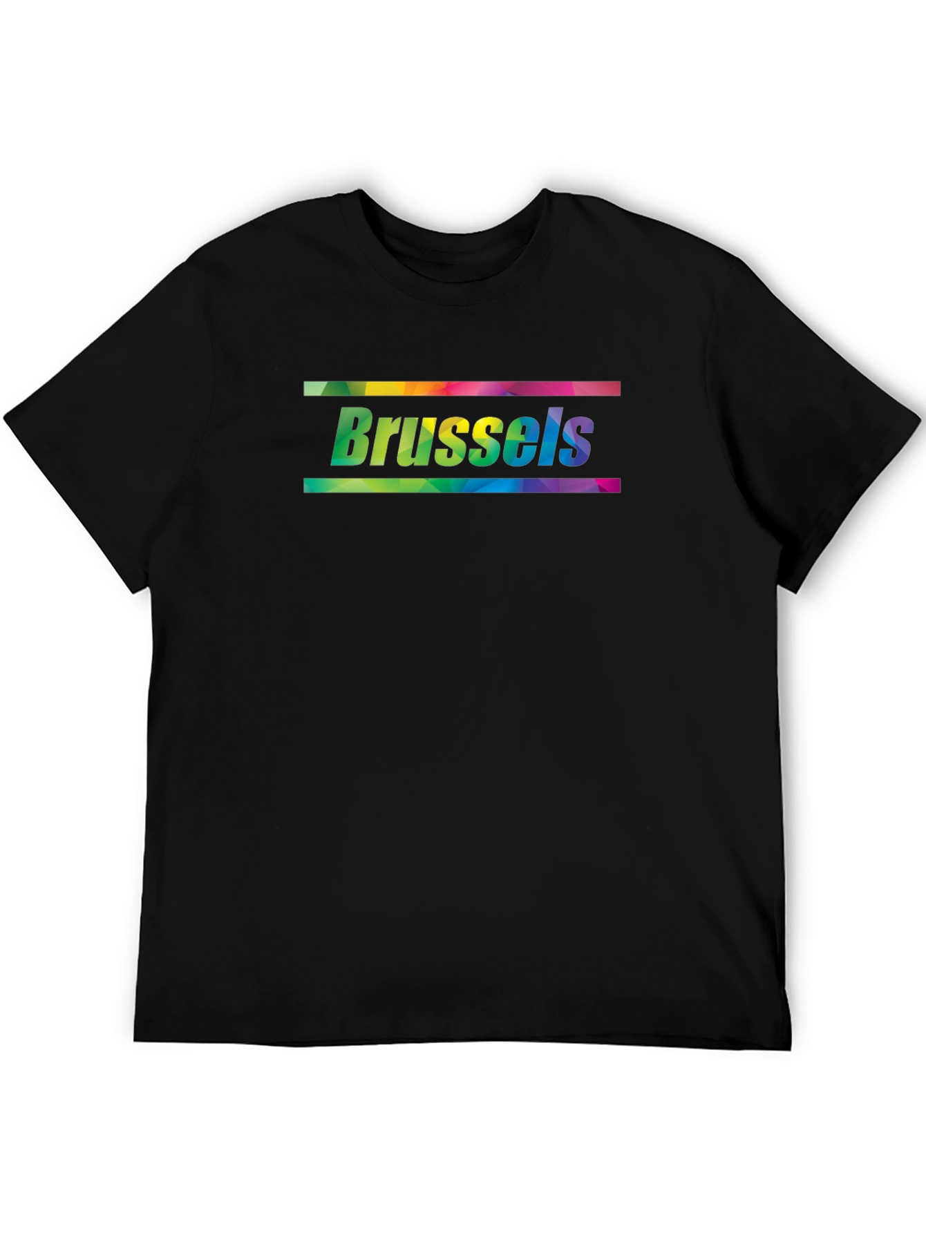 Brussels Pride T-Shirt - Rainbow Text Black Tee