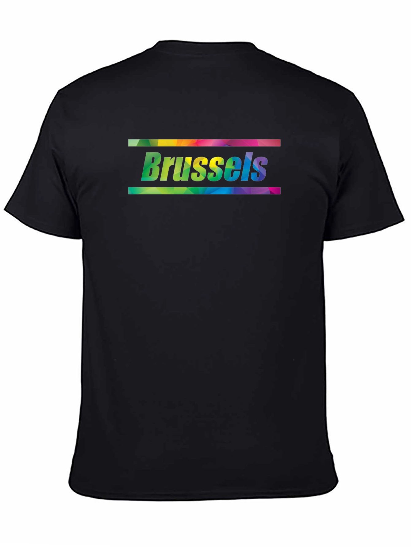Brussels Pride T-Shirt - Rainbow Text Black Tee