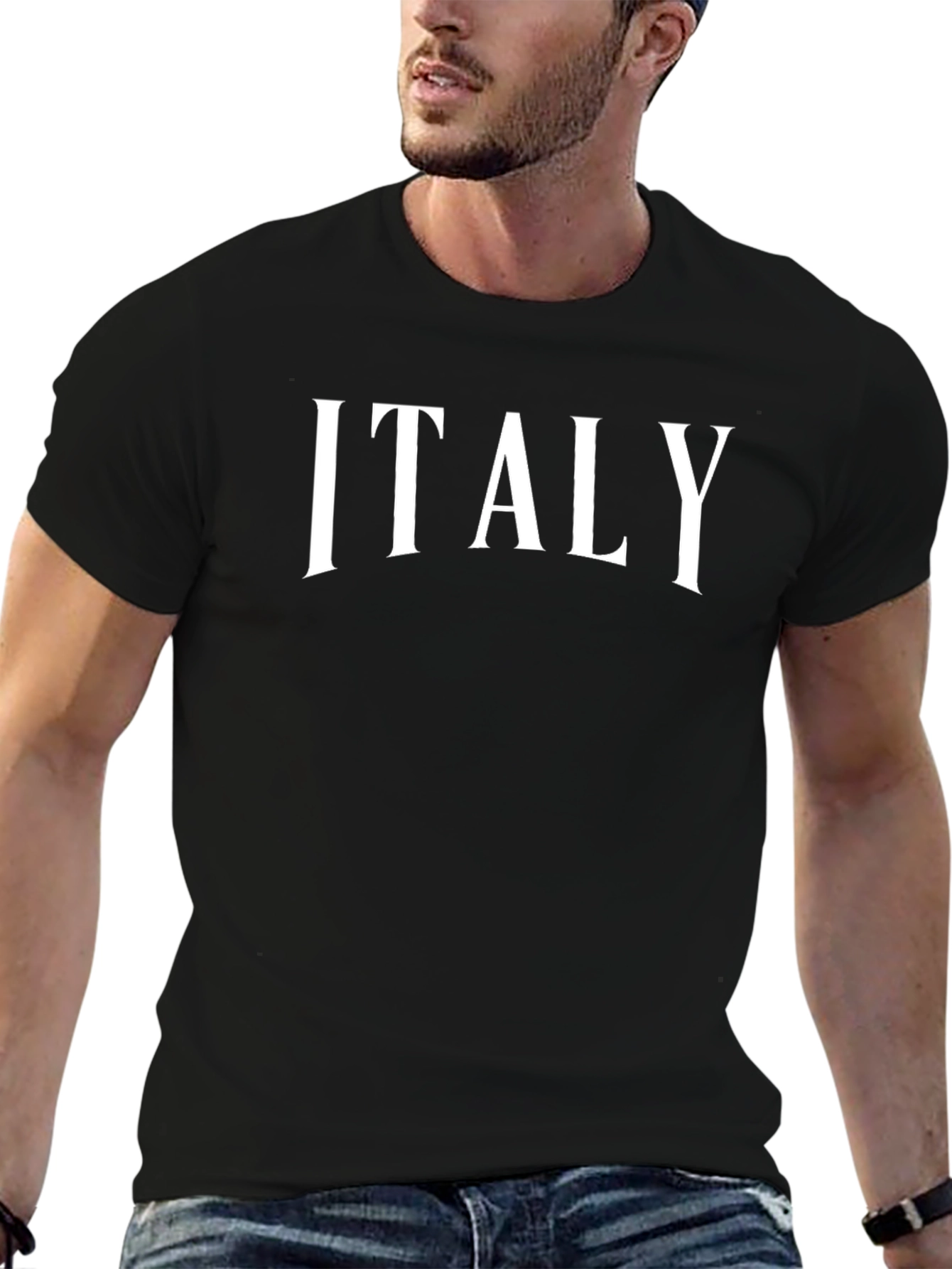 Italy T-Shirt - Classic Black Crew Neck Tee