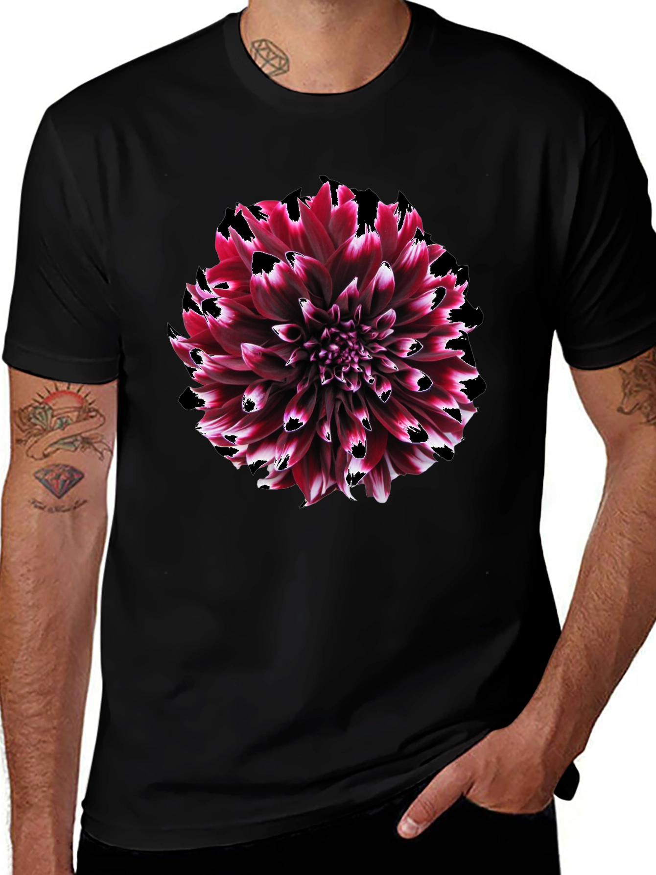 Burgundy Dahlia Graphic Tee - Stylish Floral Print