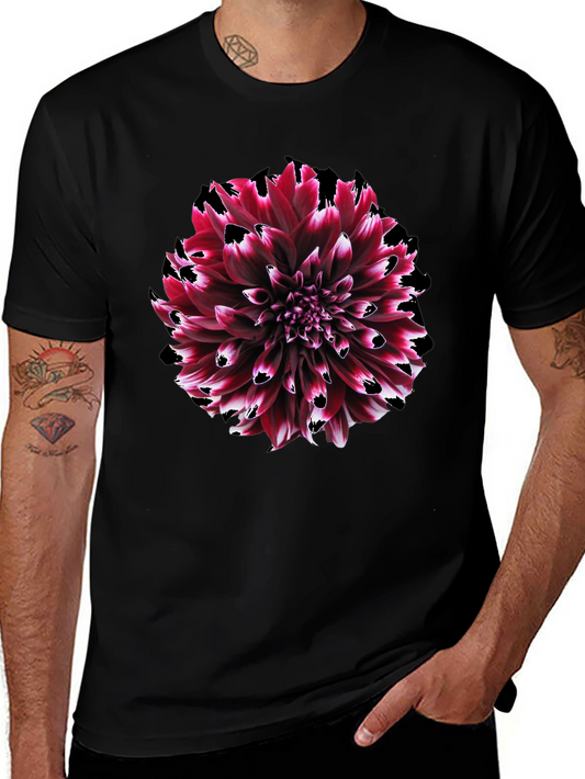 Burgundy Dahlia Graphic Tee - Stylish Floral Print