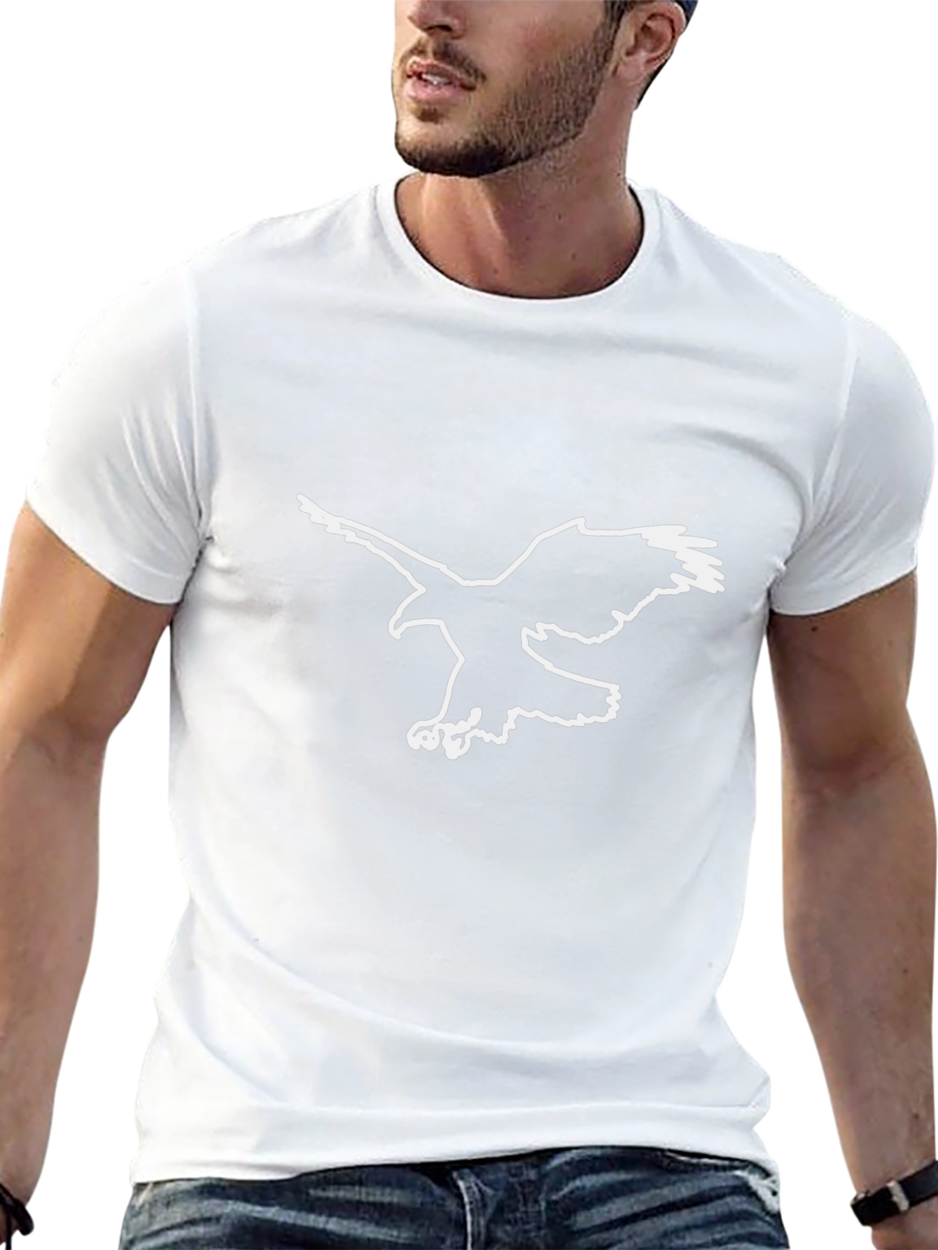Mens Black T-Shirt with Eagle Graphic