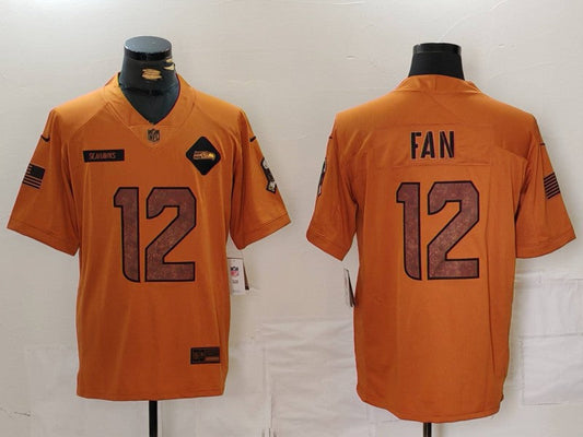Men's Seattle Seahawks 12s Brown 2023 Salute To Service Limited Jerseys