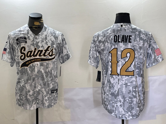 Men's New Orleans Saints Chris Olave #12 Arctic Camo 2024 Salute to Service Player Jerseys