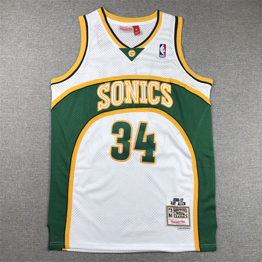 Men's Seattle SuperSonics Ray Allen #34 White 2006-2007 Swingman Jersey