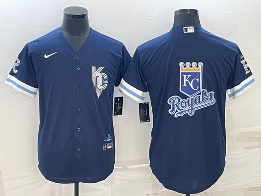 Men's Kansas City Royals Navy Alternate Replica Team Logo Jerseys
