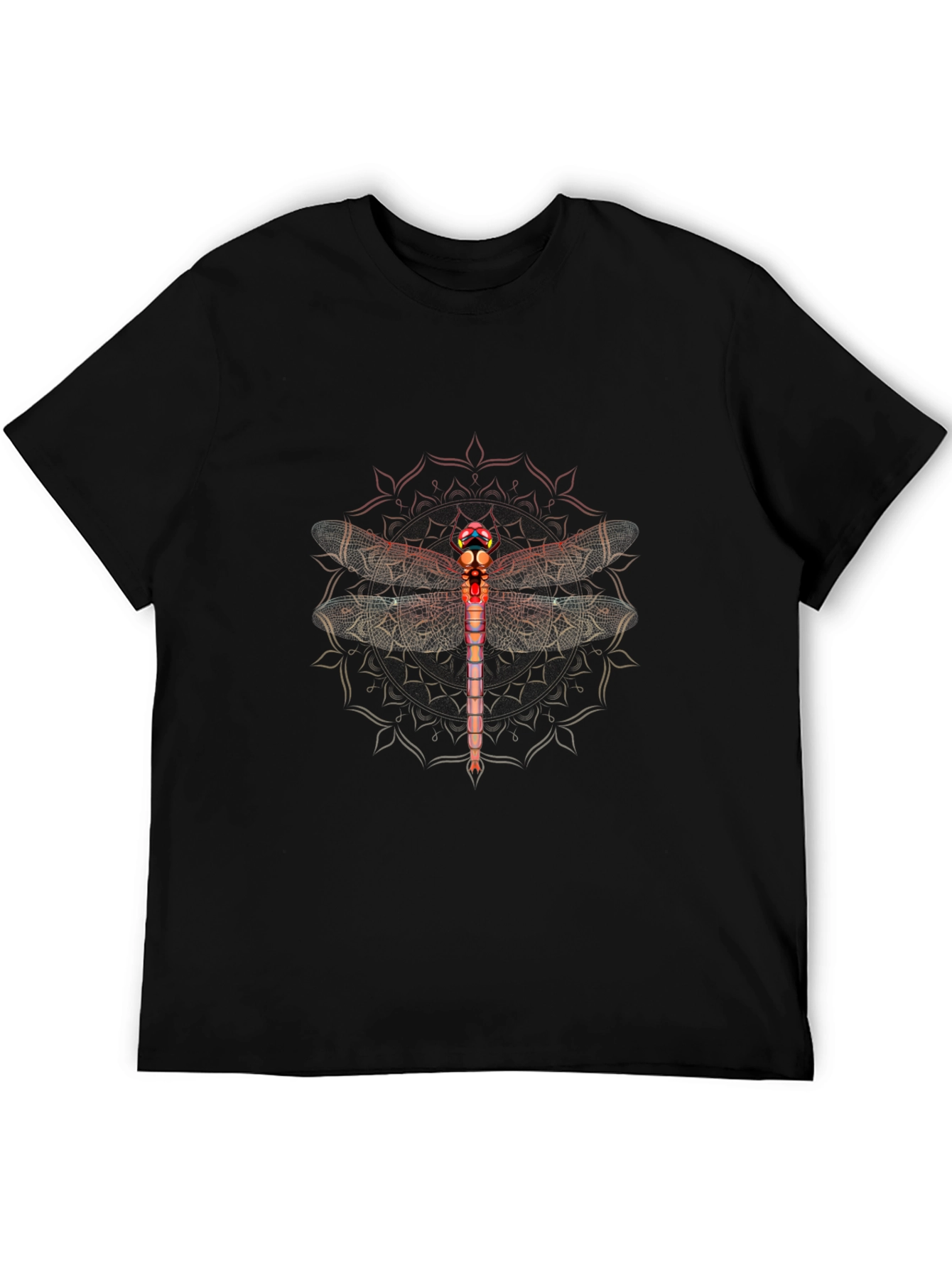 Dragonfly Mandala Graphic Tee - Mens Black T-Shirt