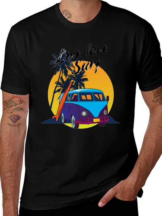 Live Love Surf Tee - Retro Van Beach Vibes