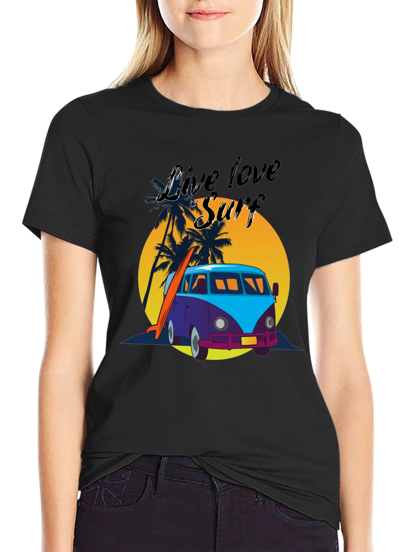 Live Love Surf Tee - Retro Van Beach Vibes