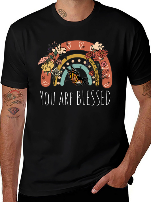 You Are Blessed Rainbow Butterfly Graphic Tee