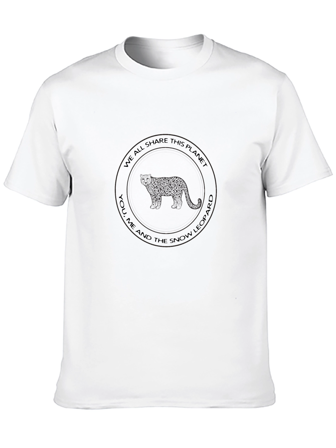 Snow Leopard Planet T-Shirt - Eco-Friendly Design