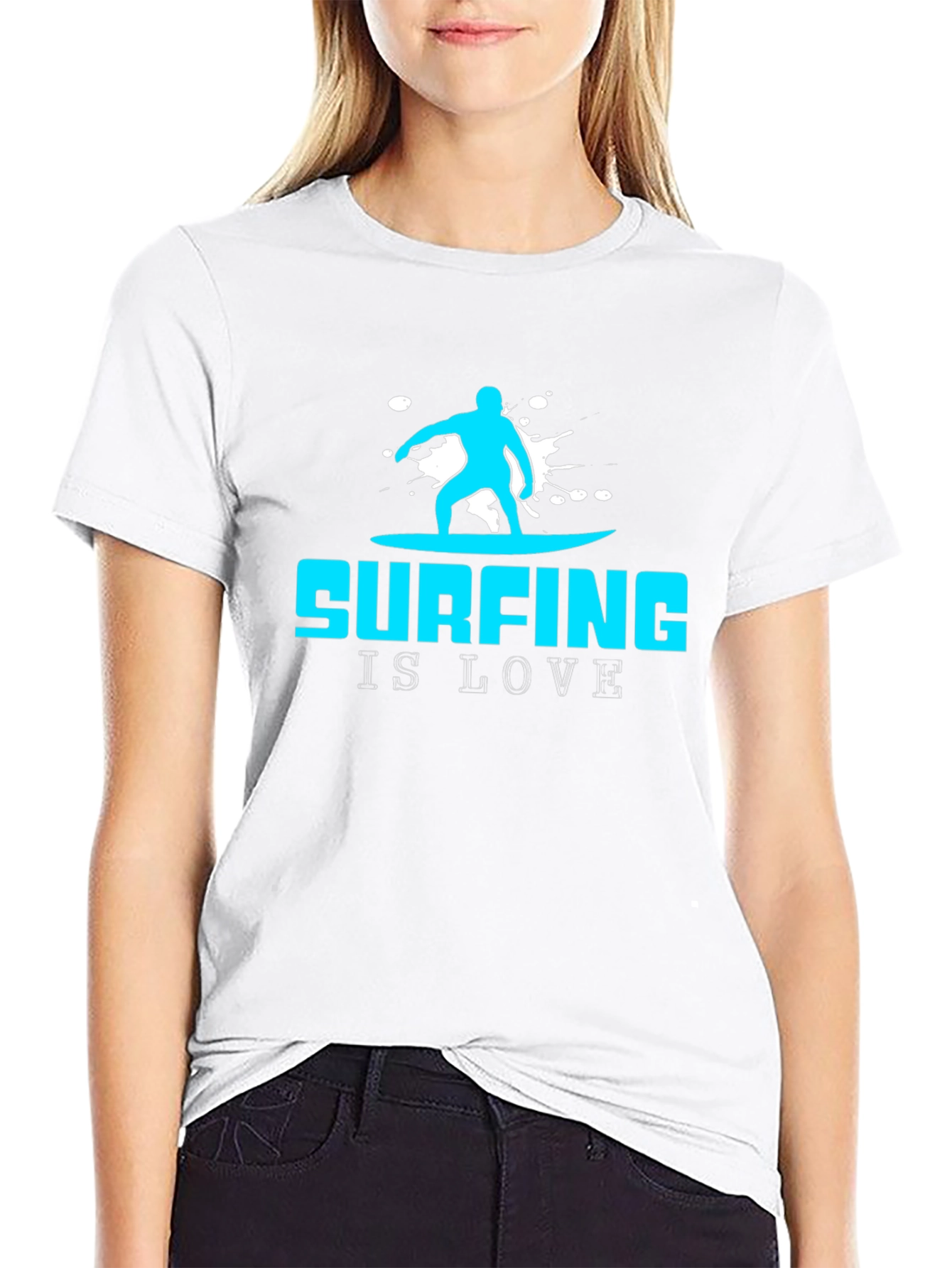 Surfing is Love Graphic Tee - Black