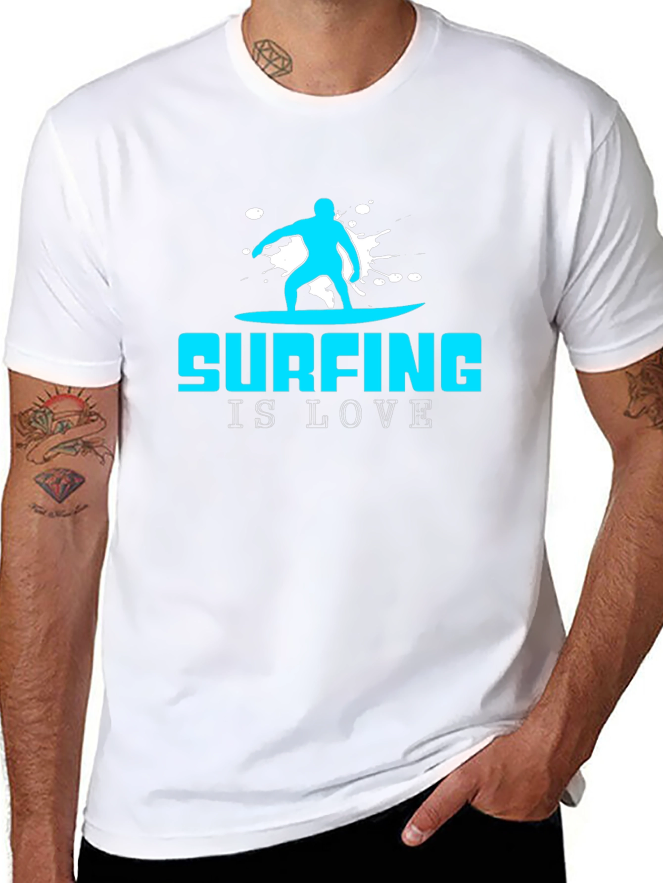 Surfing is Love Graphic Tee - Black