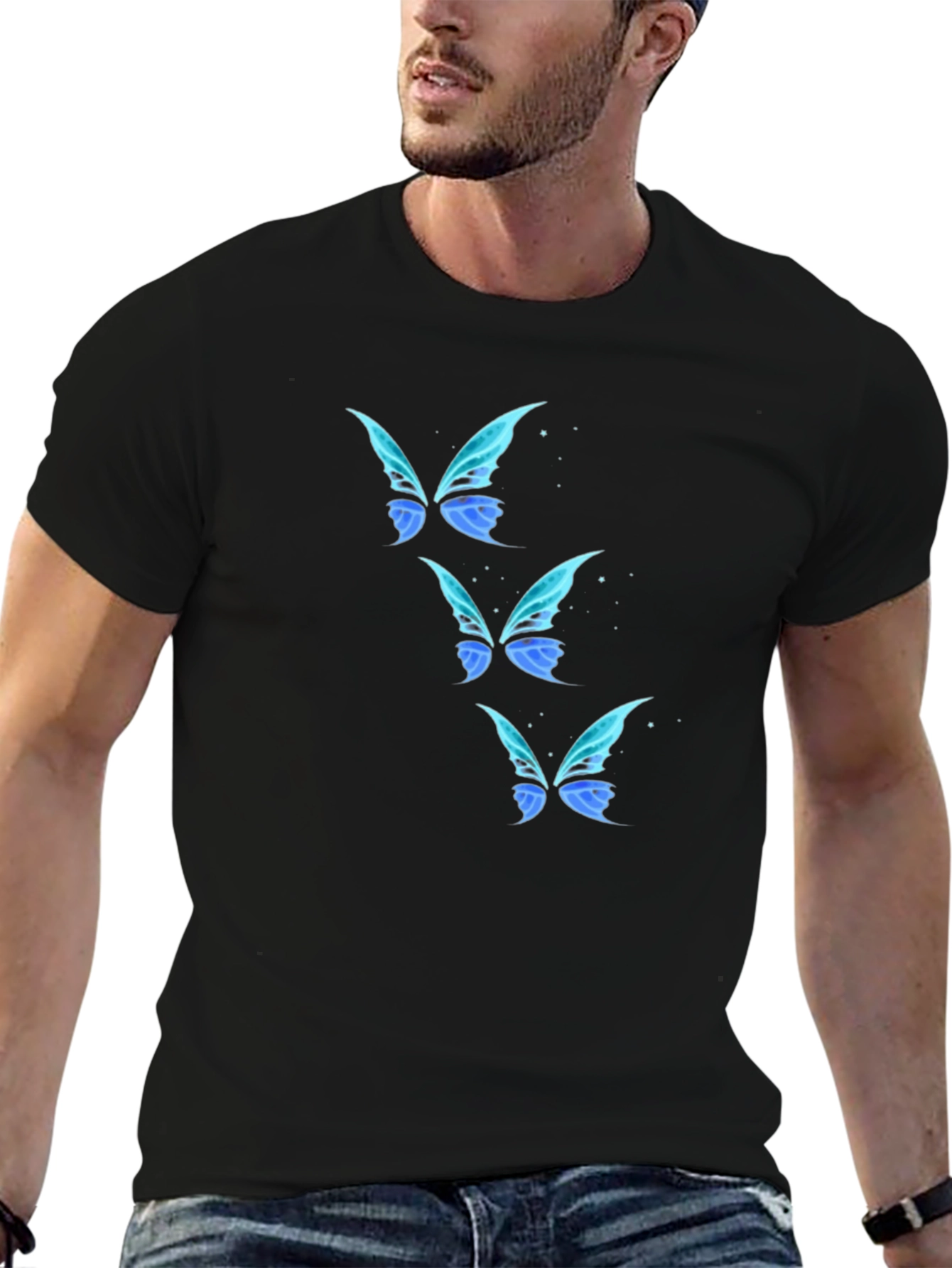 Butterfly Wing Graphic Black T-Shirt