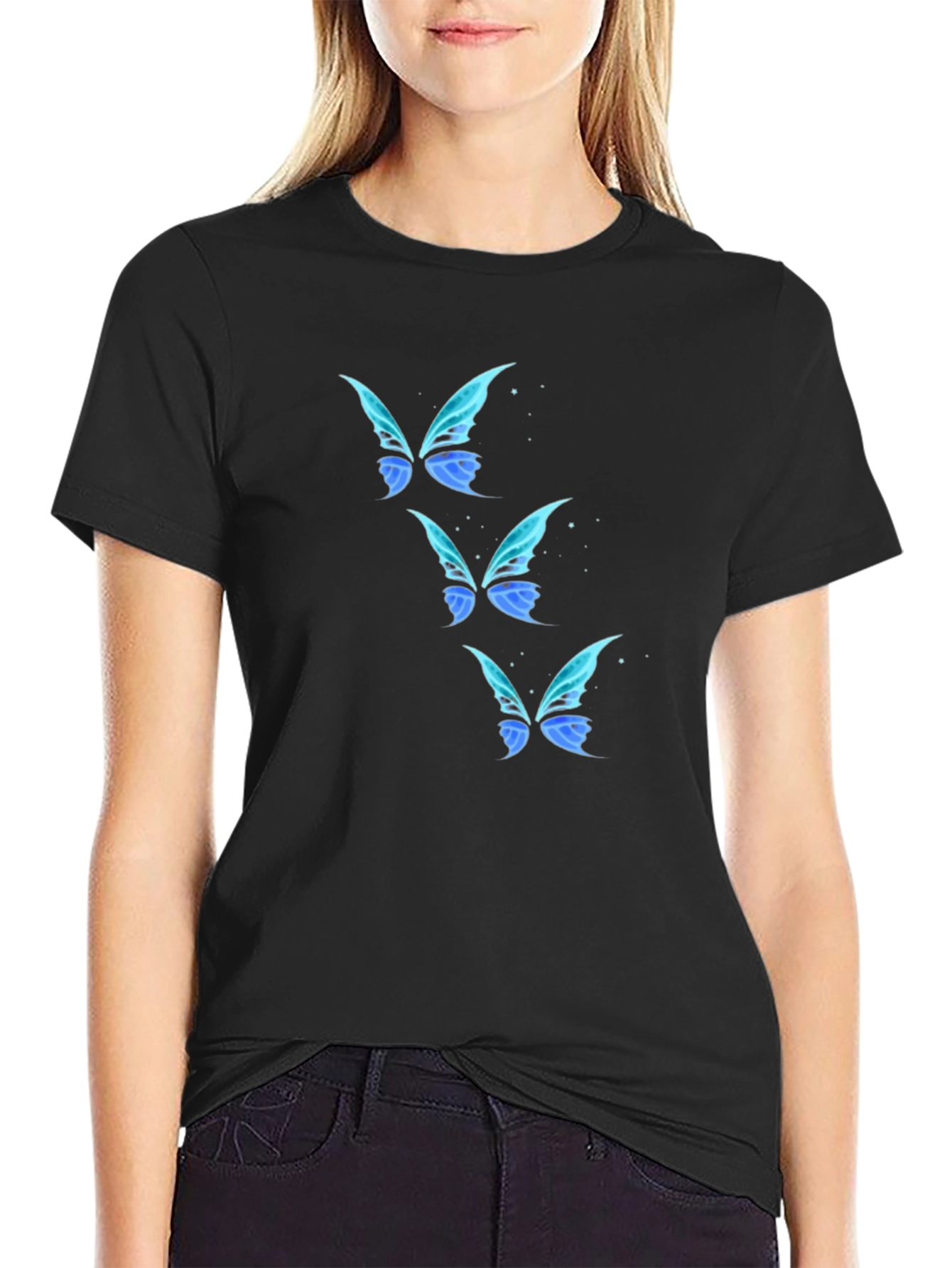 Butterfly Wing Graphic Black T-Shirt