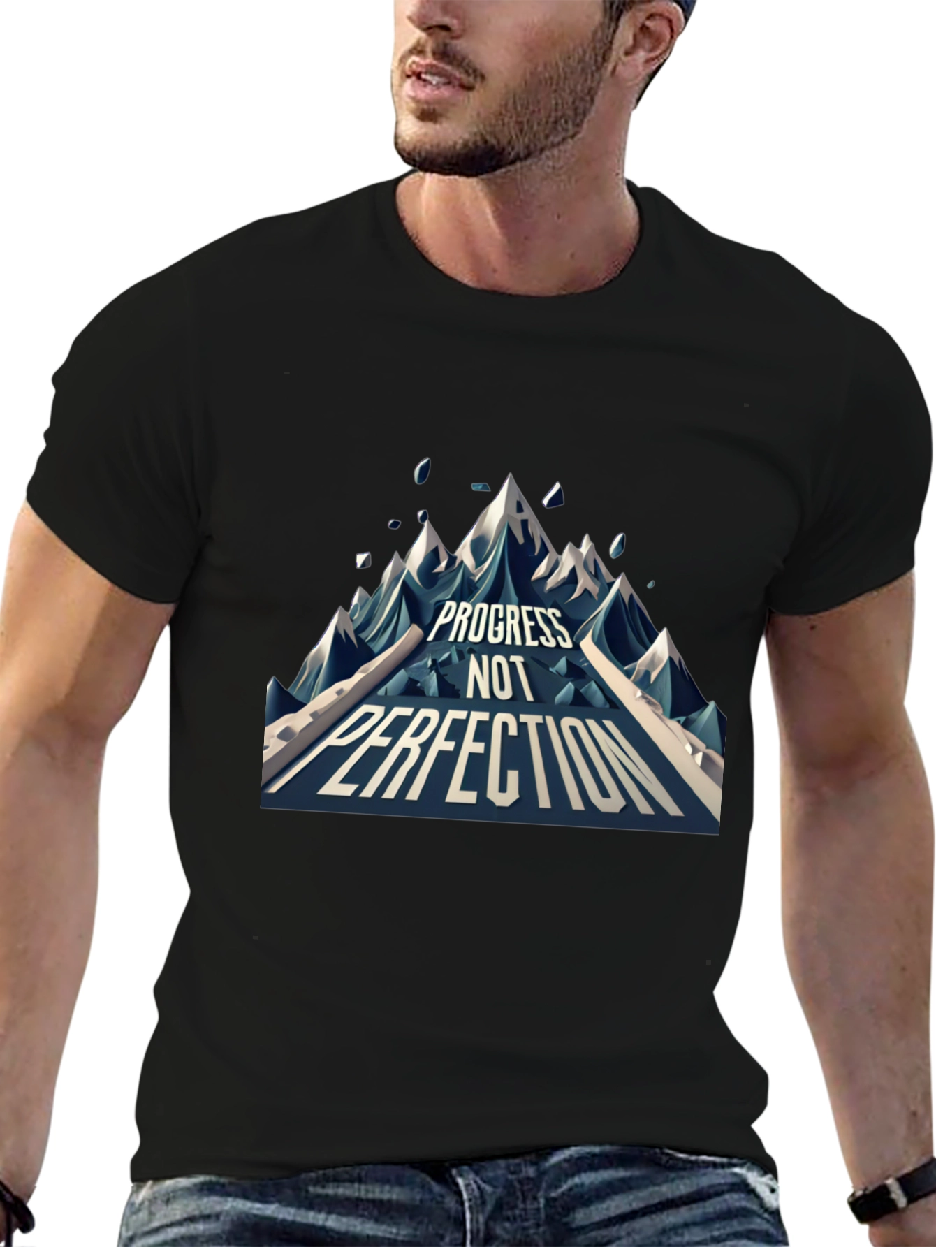 Progress Not Perfection Mountain Graphic T-Shirt
