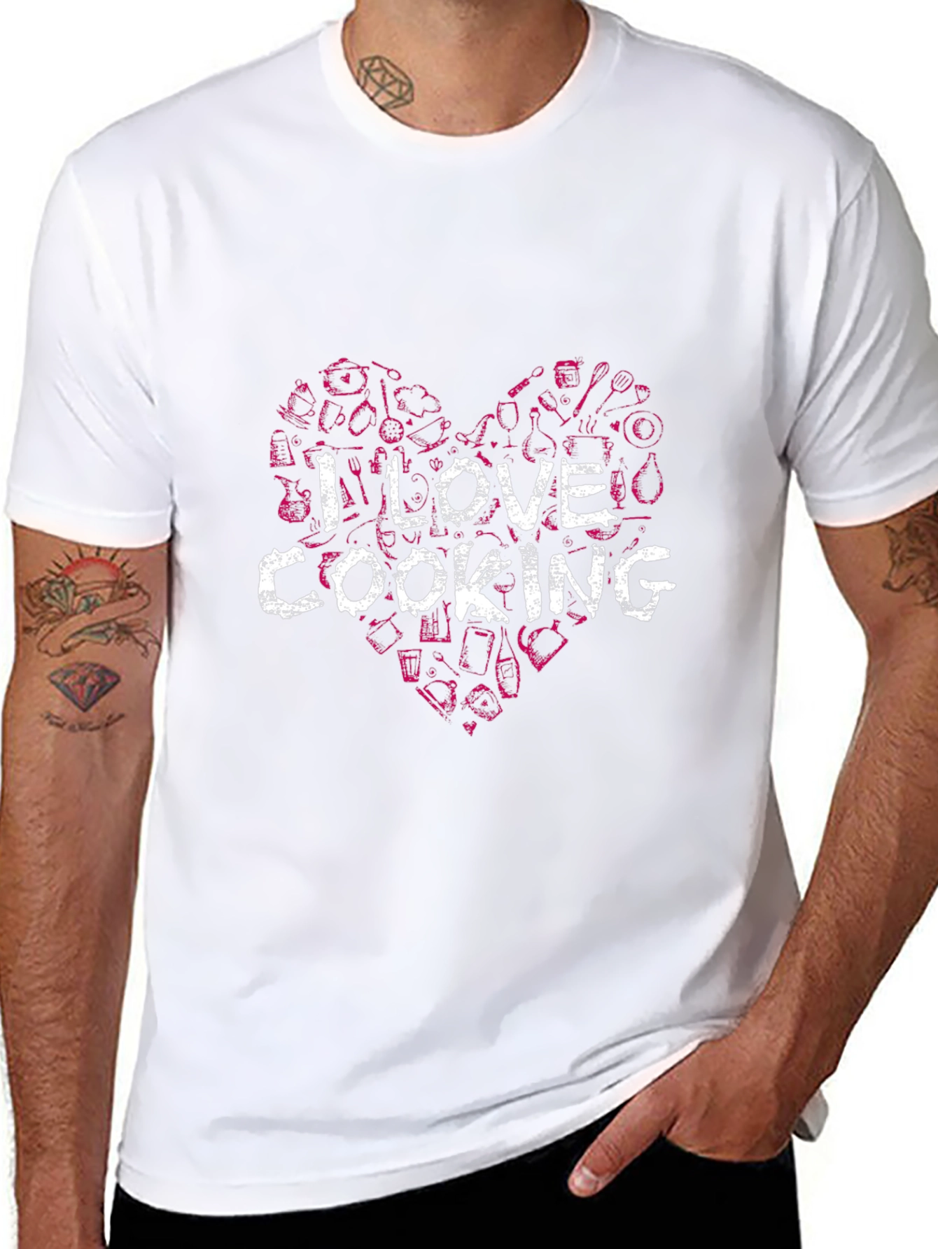 I Love Cooking Graphic T-Shirt - Chef Heart Design