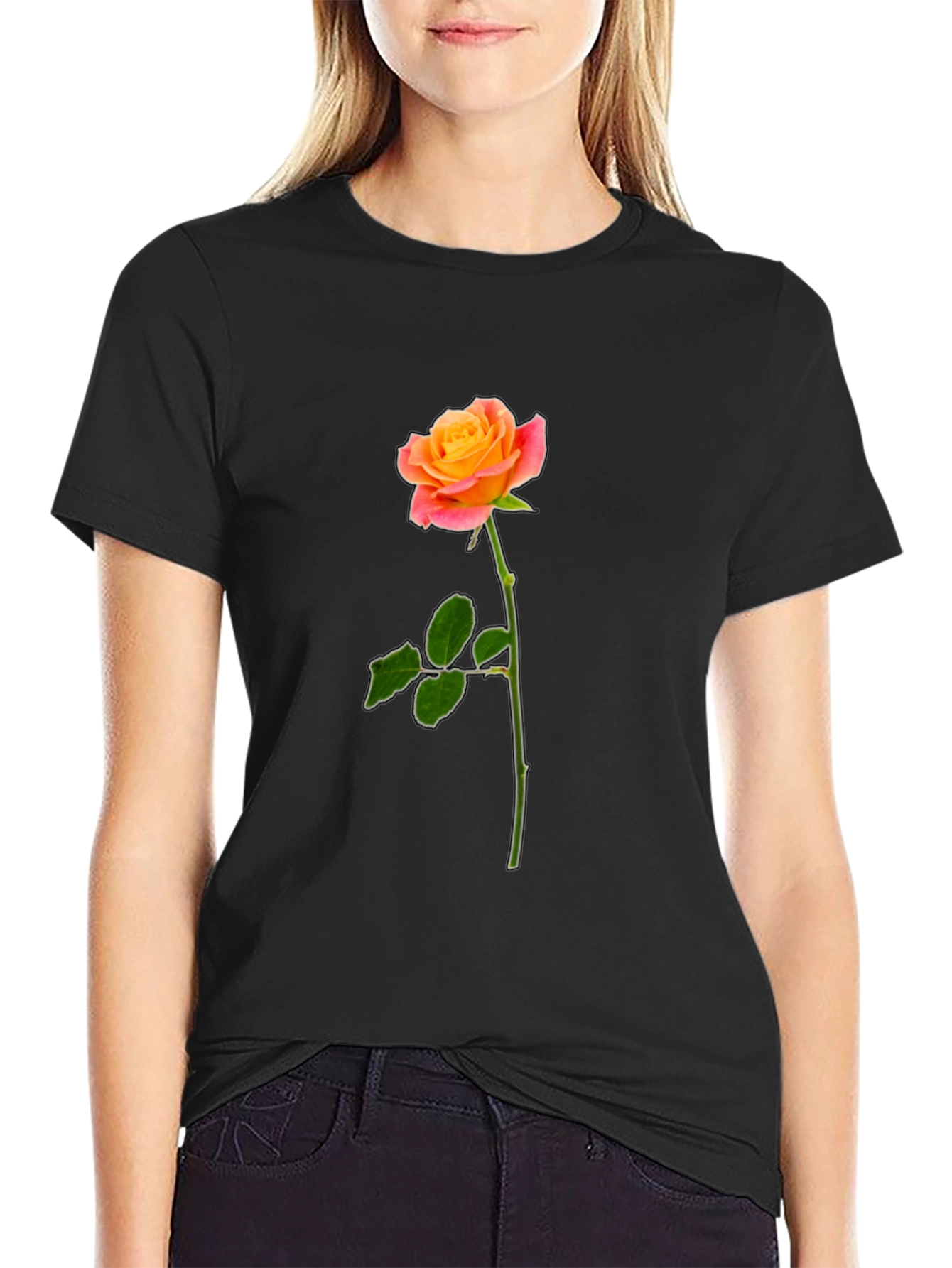 Rose Graphic Black T-Shirt