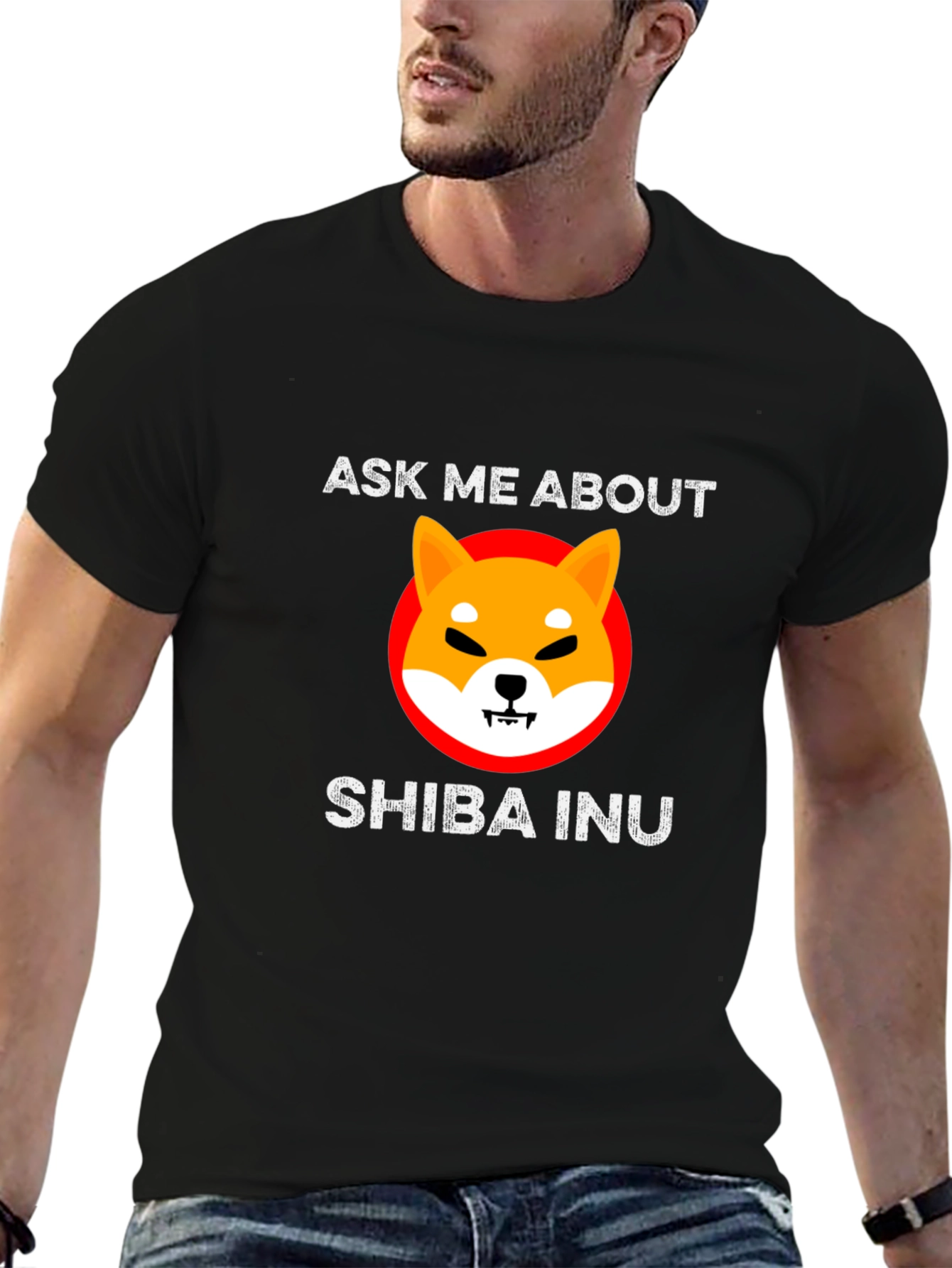 Ask Me About Shiba Inu Black T-Shirt