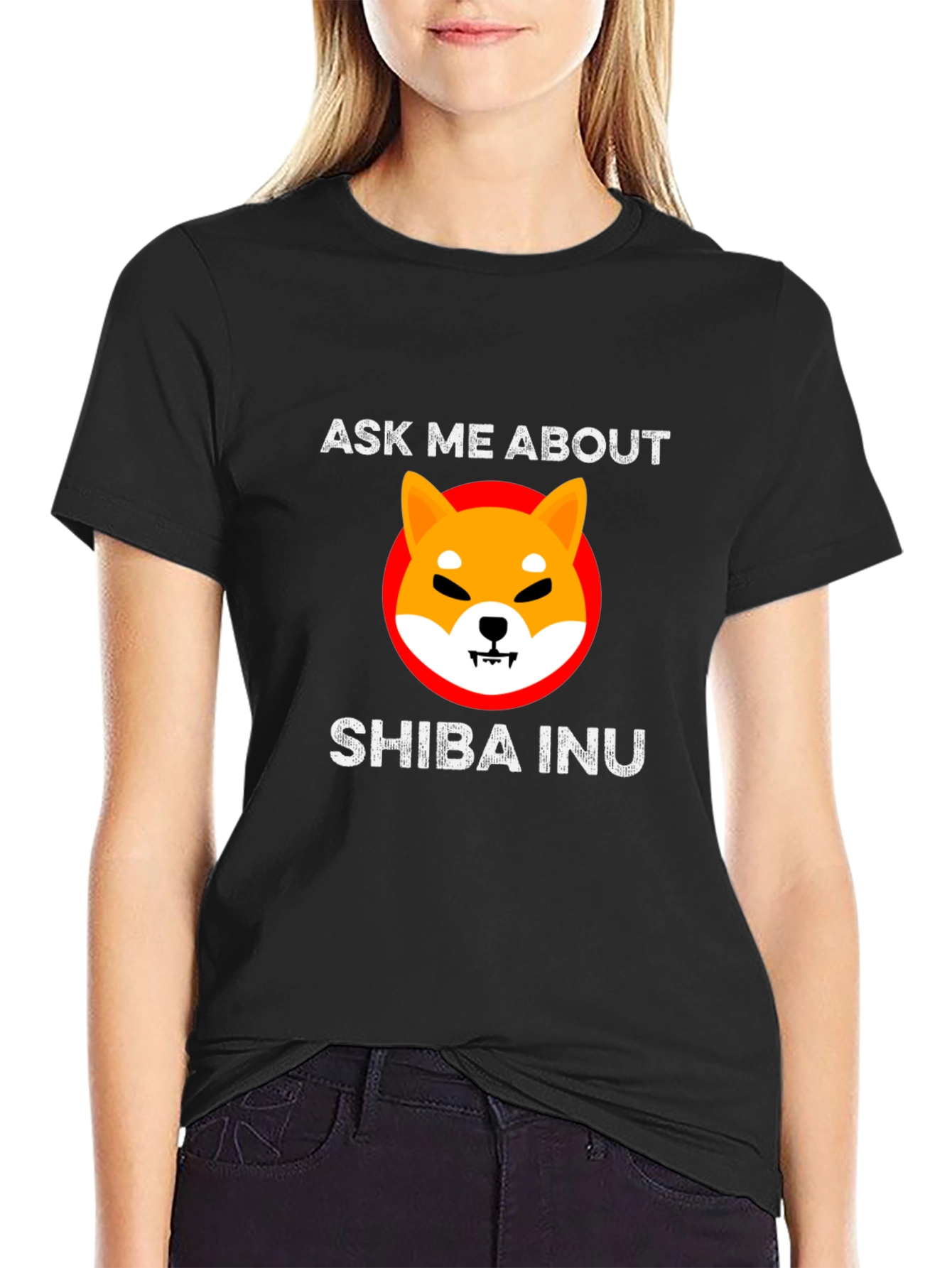 Ask Me About Shiba Inu Black T-Shirt