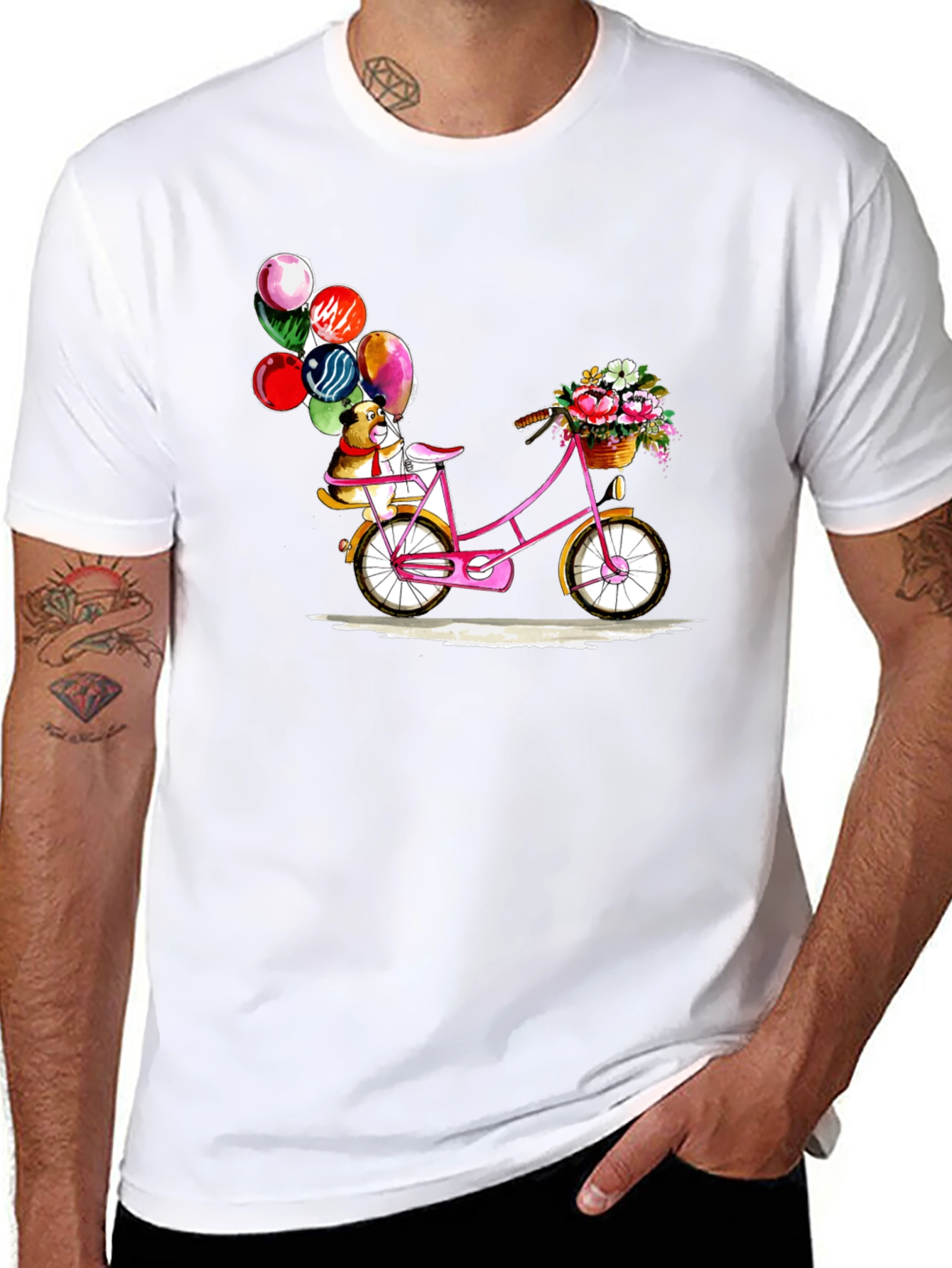 Dog on Bicycle with Balloons T-Shirt