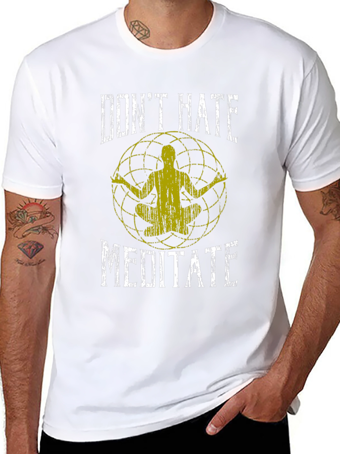 Dont Hate Meditate Black Graphic T-Shirt