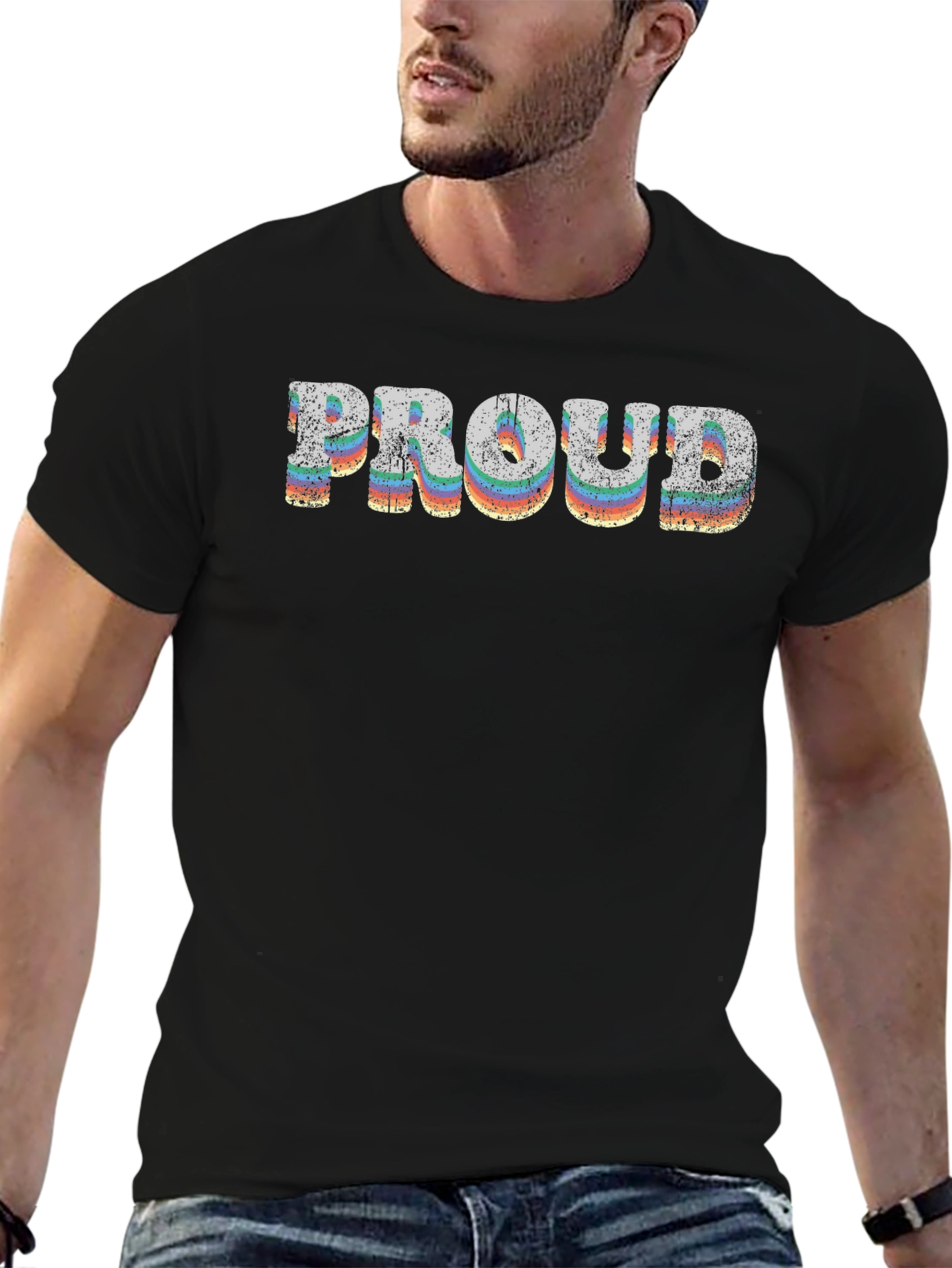 Retro Proud Rainbow Graphic T-Shirt